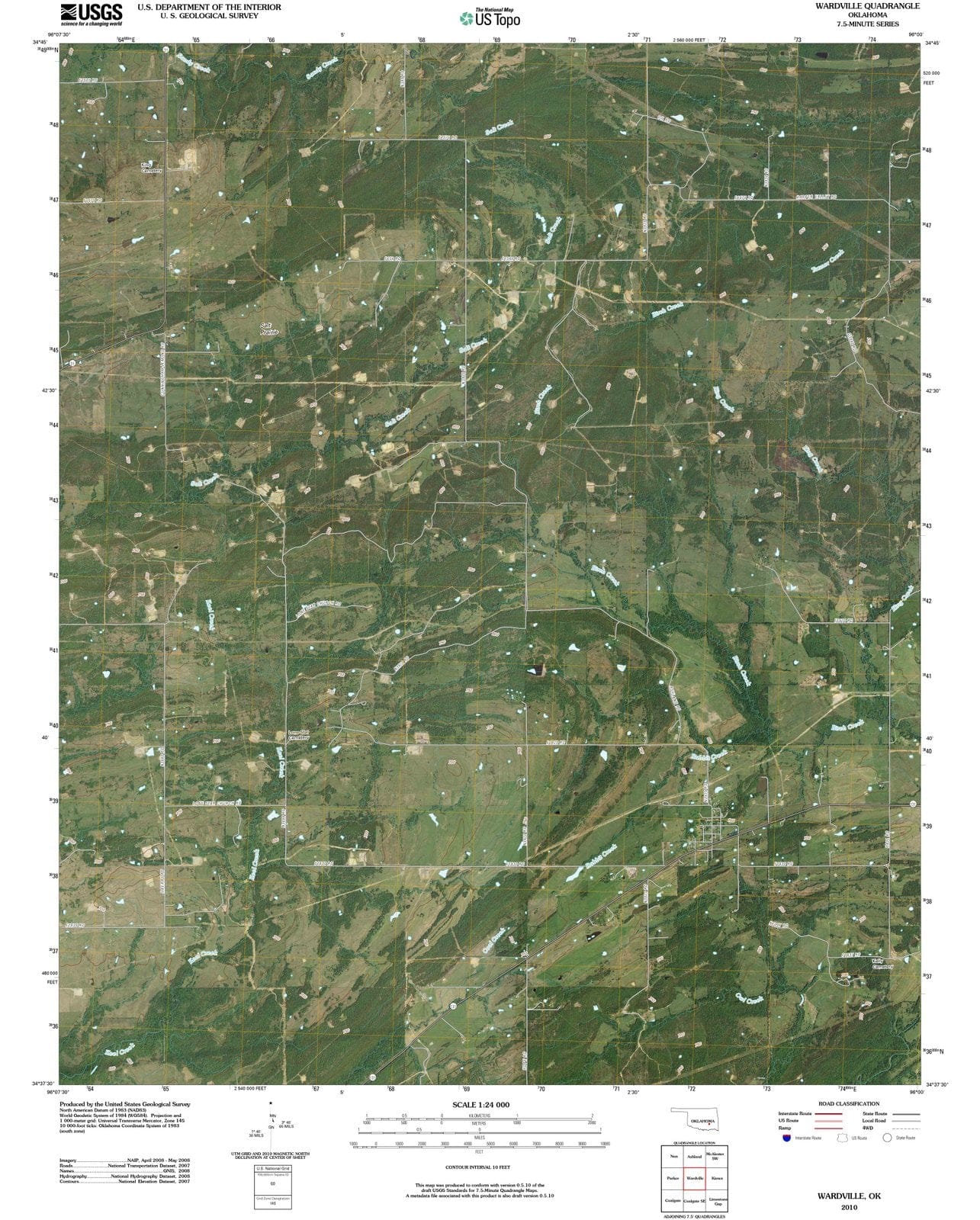 2010 Wardville, OK - Oklahoma - USGS Topographic Map