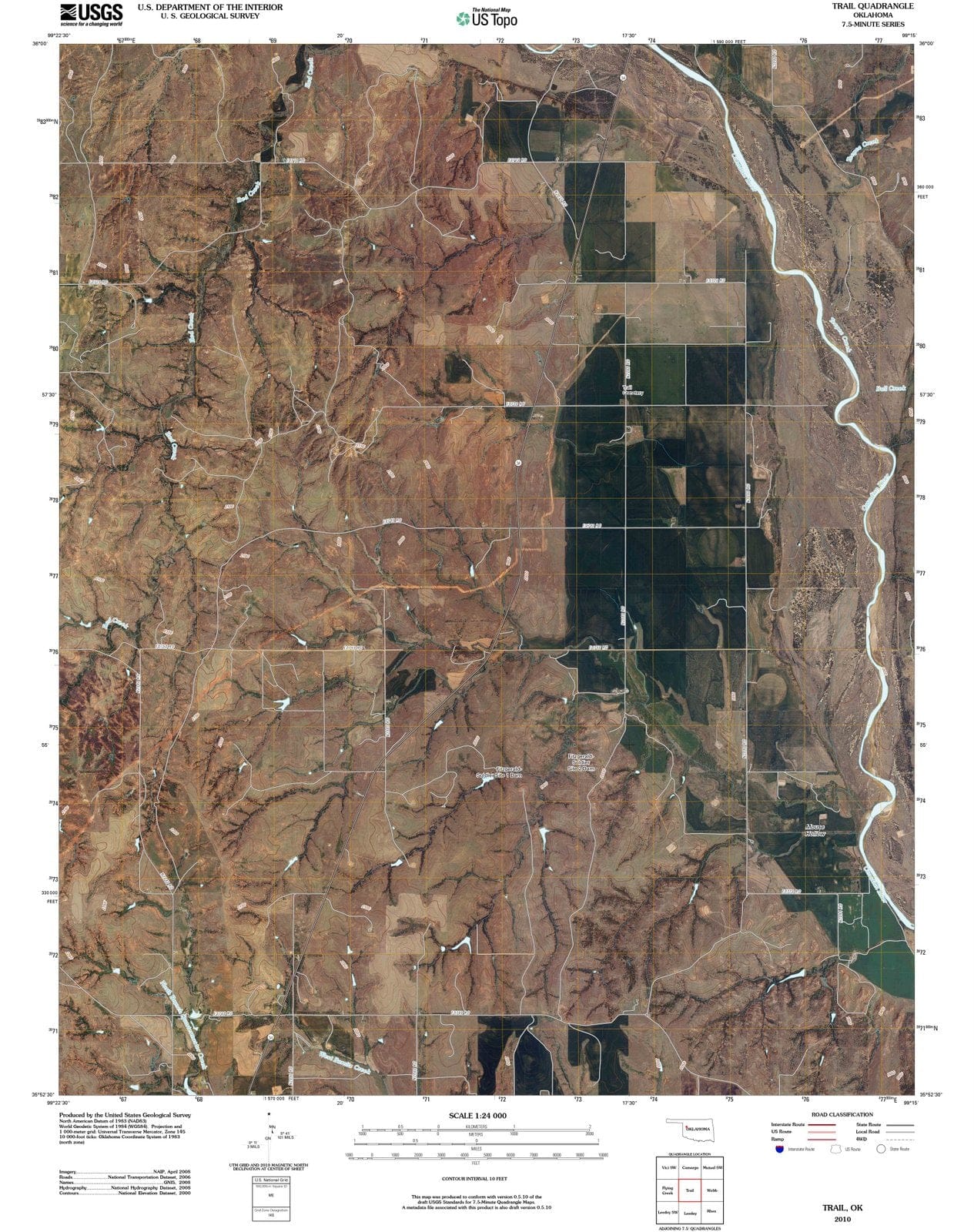 2010 Trail, OK - Oklahoma - USGS Topographic Map