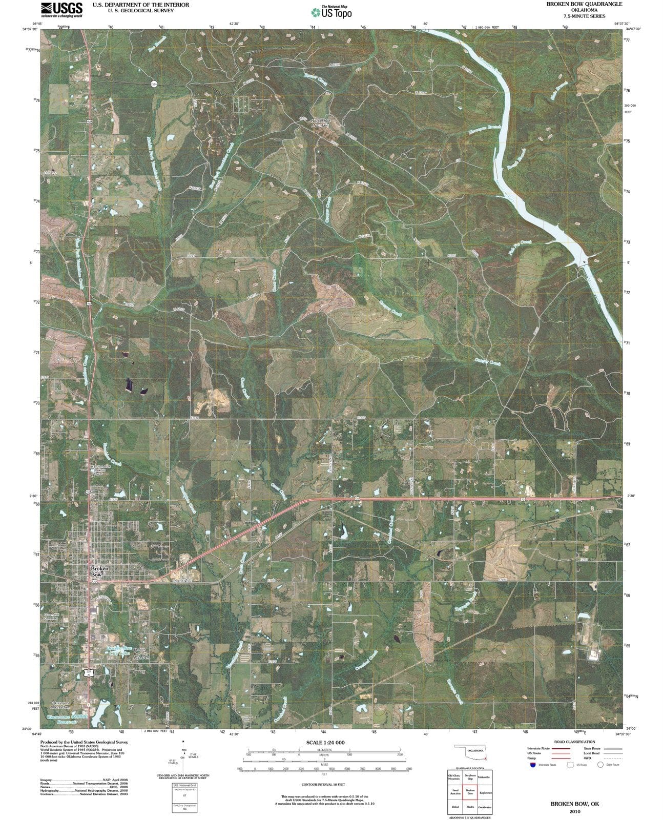 2010 Broken Bow, OK - Oklahoma - USGS Topographic Map
