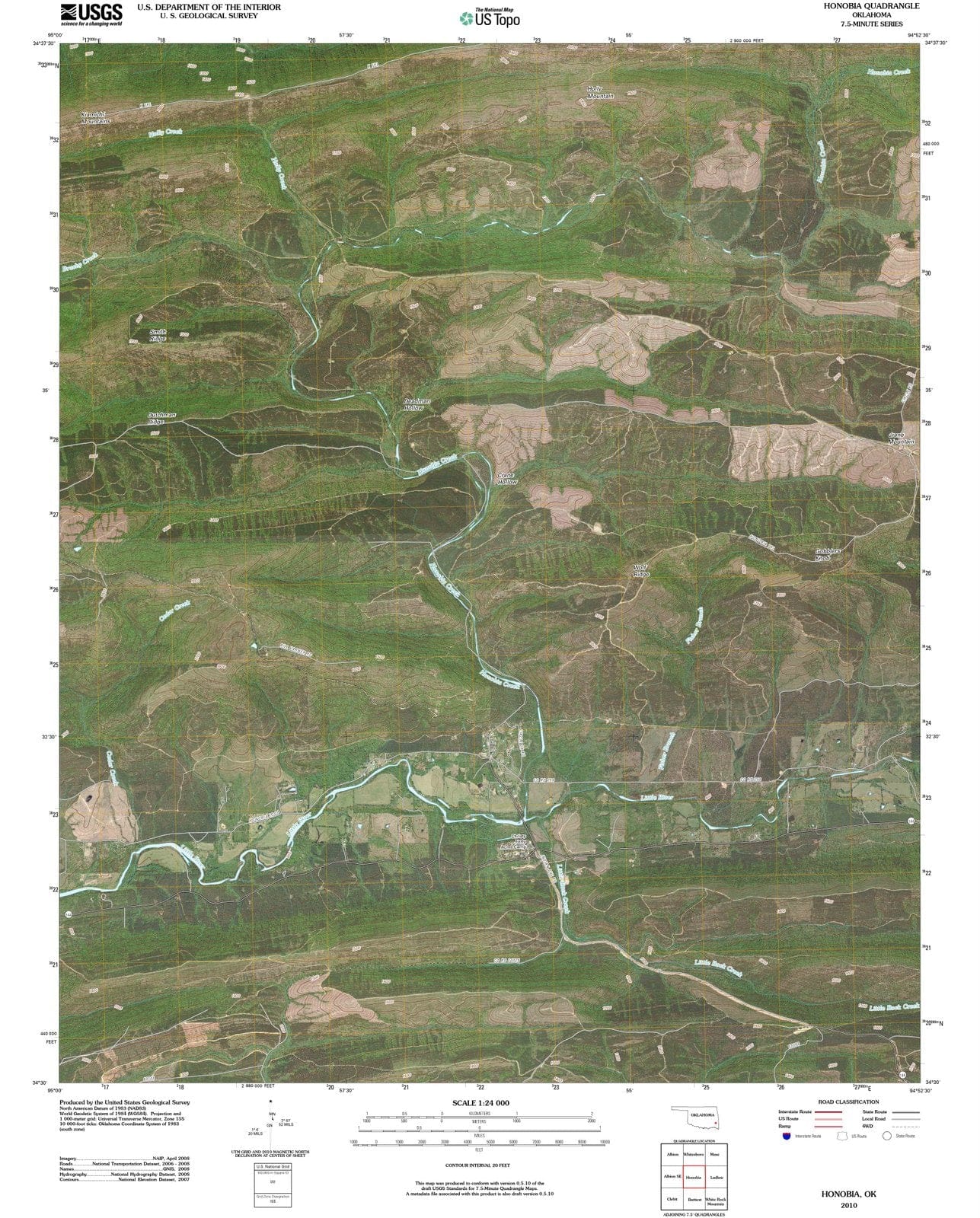 2010 Honobia, OK - Oklahoma - USGS Topographic Map