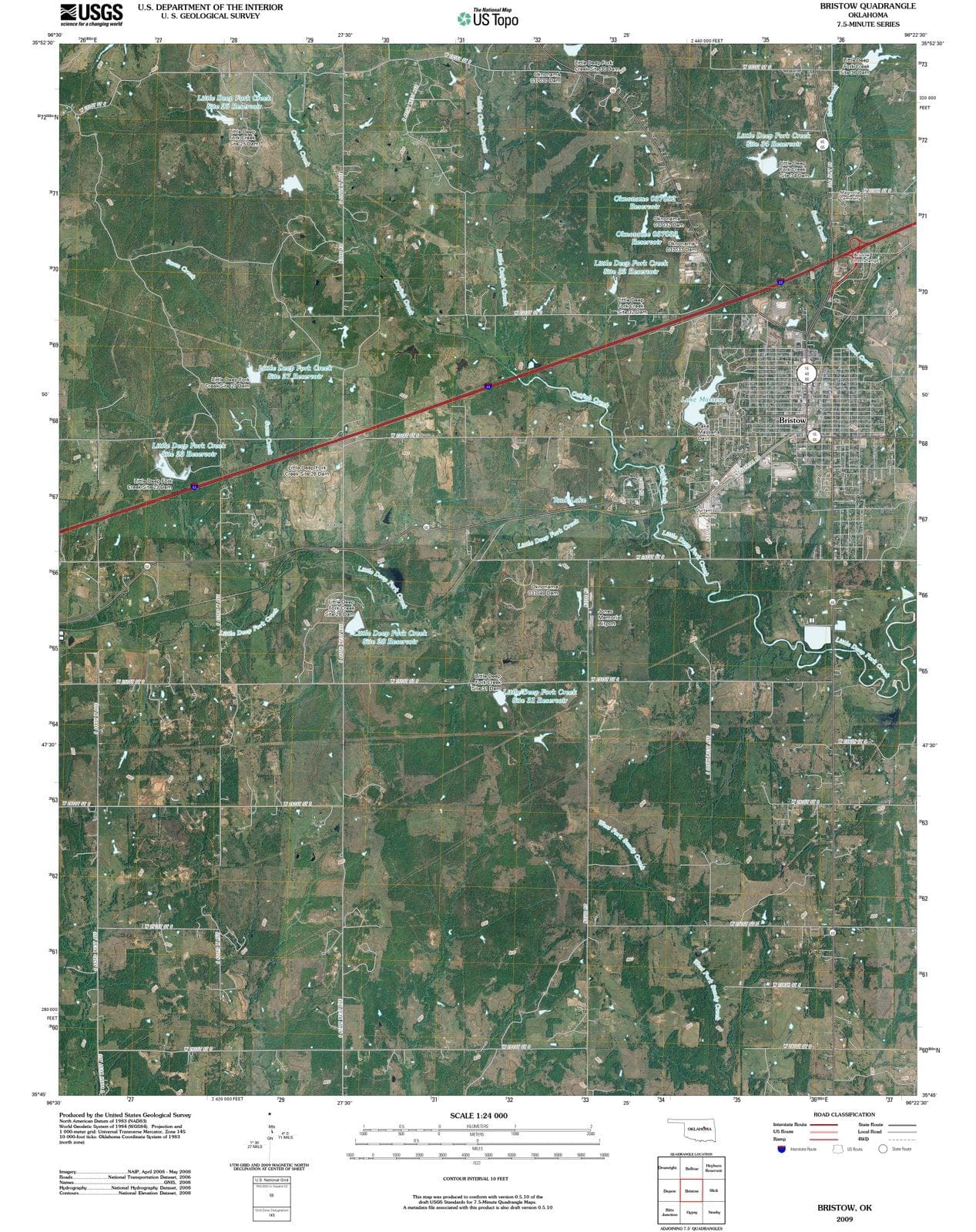 2009 Bristow, OK - Oklahoma - USGS Topographic Map