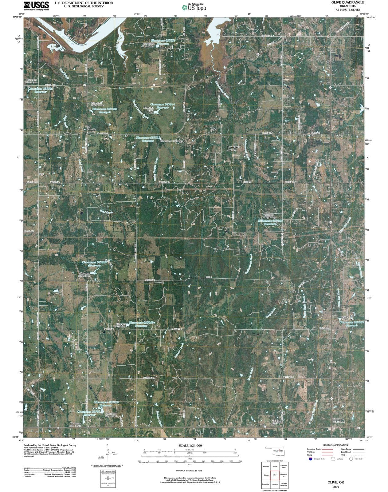 2009 Olive, OK - Oklahoma - USGS Topographic Map