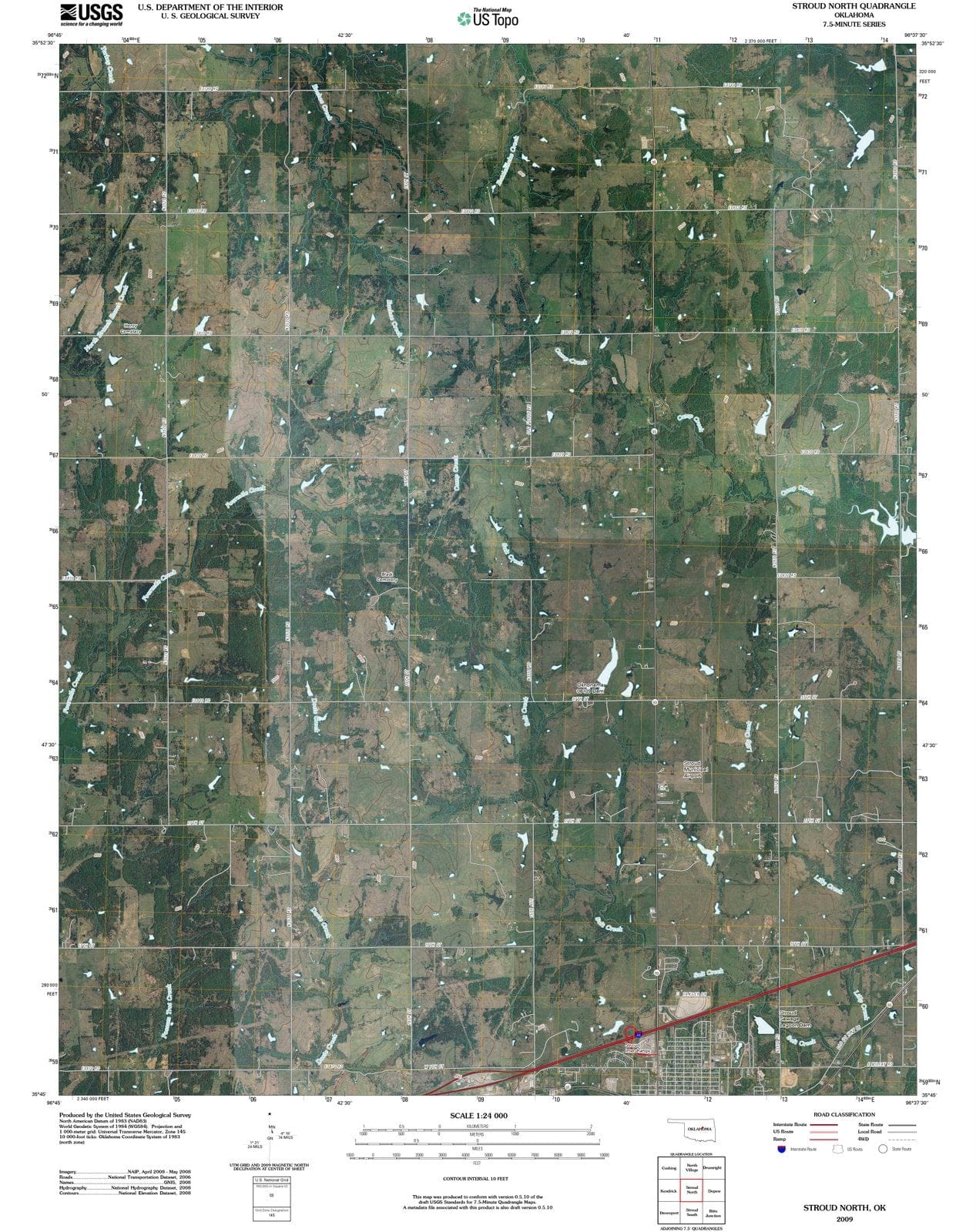 2009 Stroud North, OK - Oklahoma - USGS Topographic Map