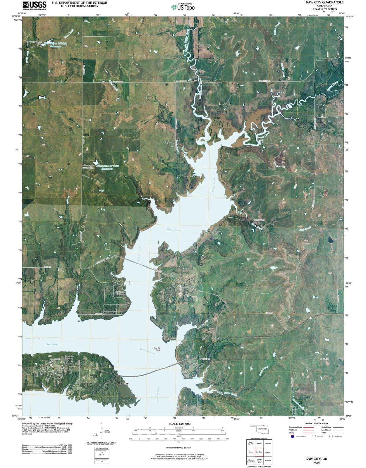 2009 Kaw City, OK - Oklahoma - USGS Topographic Map