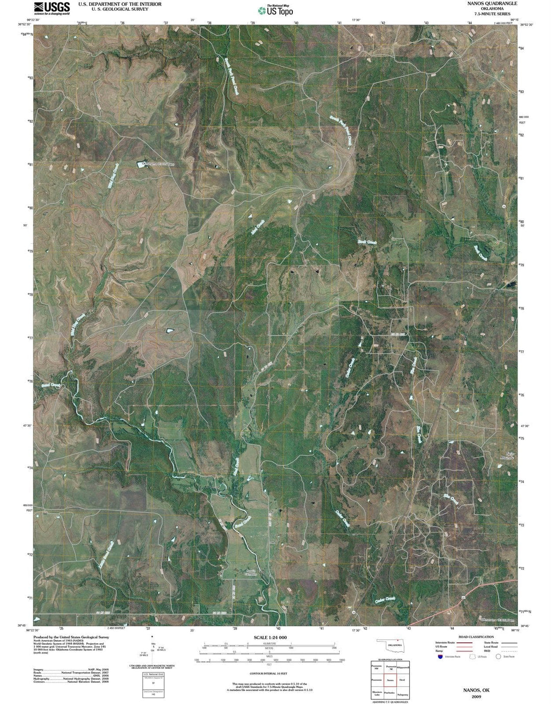 2009 Nanos, OK - Oklahoma - USGS Topographic Map