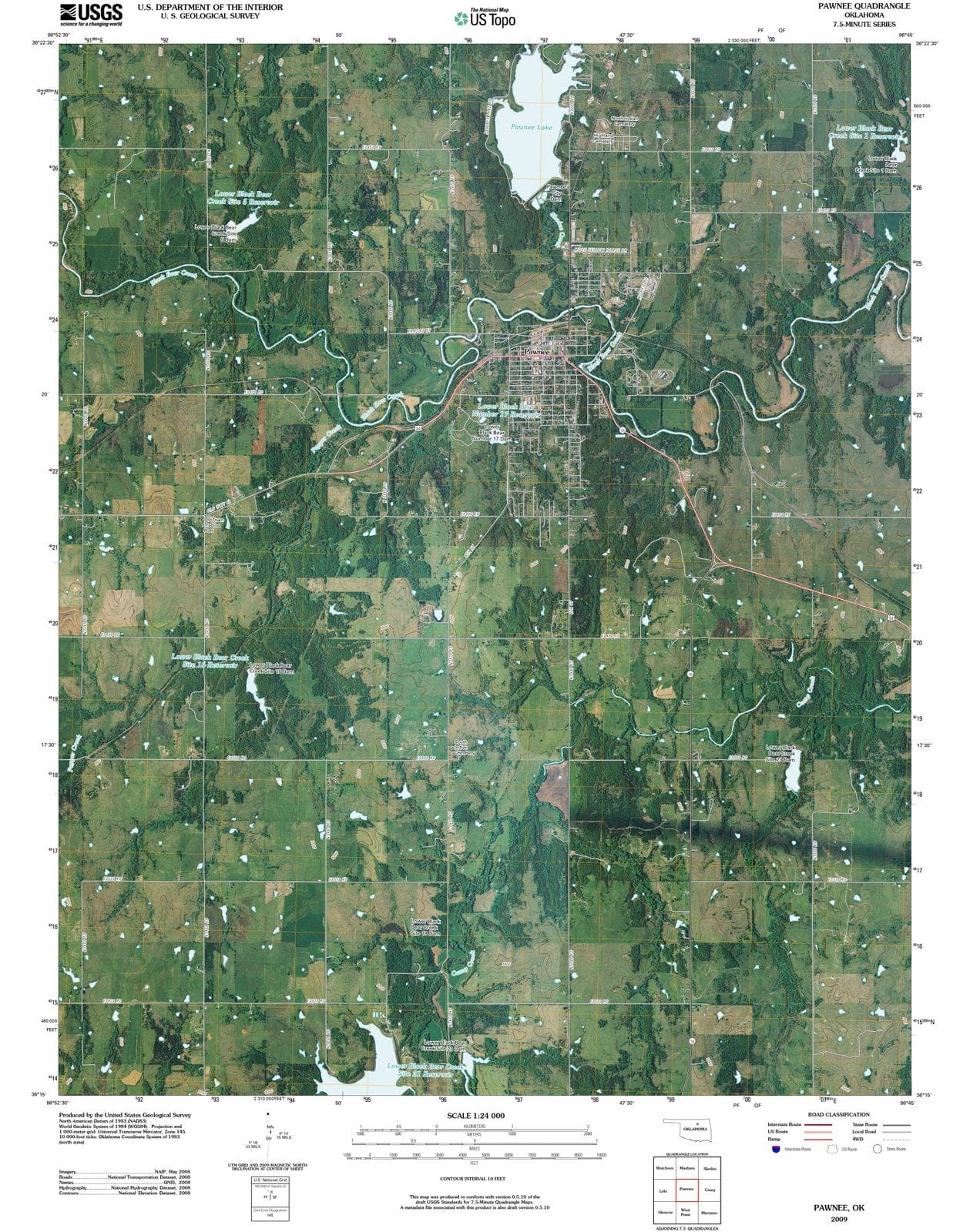 2009 Pawnee, OK - Oklahoma - USGS Topographic Map