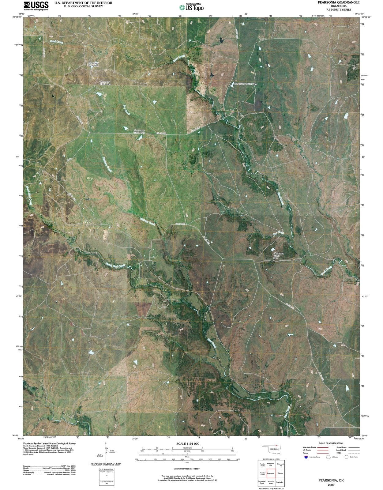 2009 Pearsonia, OK - Oklahoma - USGS Topographic Map