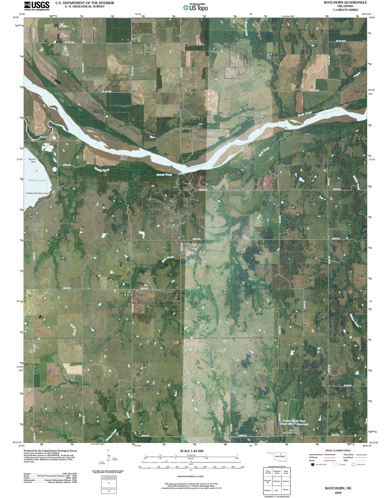 2009 Watchorn, OK - Oklahoma - USGS Topographic Map