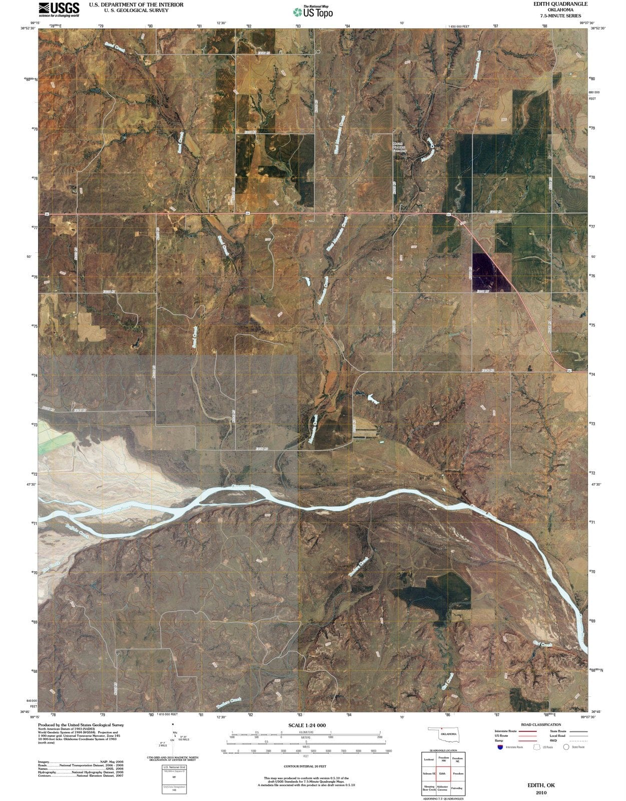 2010 Edith, OK - Oklahoma - USGS Topographic Map