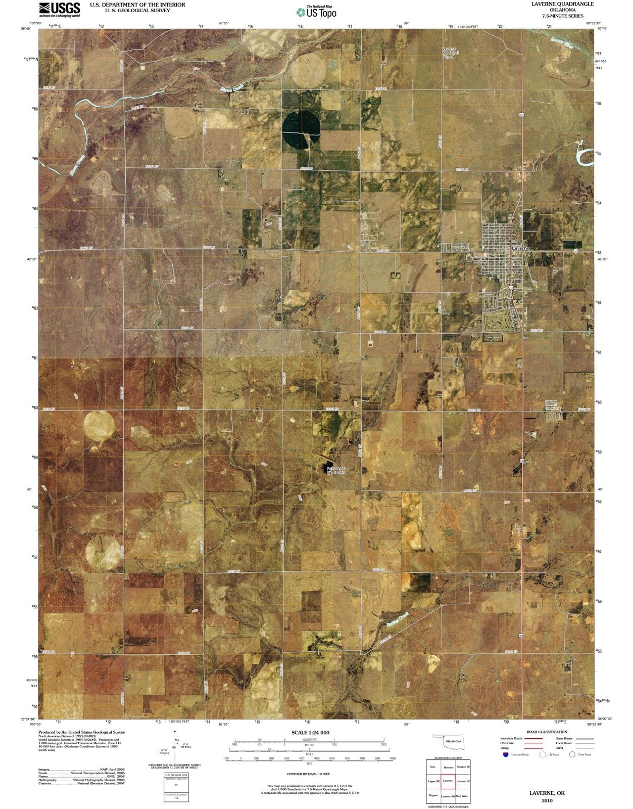 2010 Laverne, OK - Oklahoma - USGS Topographic Map