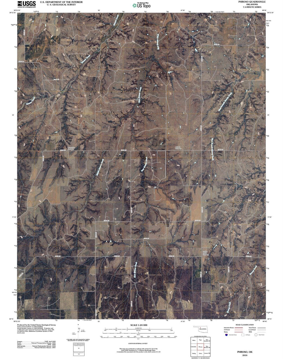 2010 Phroso, OK - Oklahoma - USGS Topographic Map