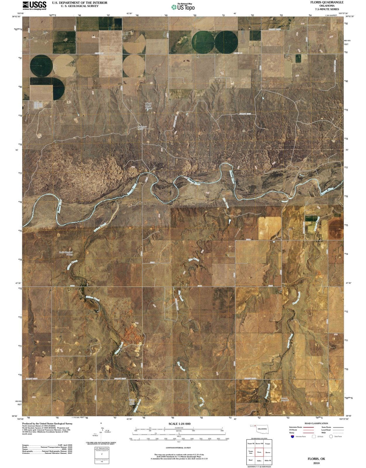 2010 Floris, OK - Oklahoma - USGS Topographic Map