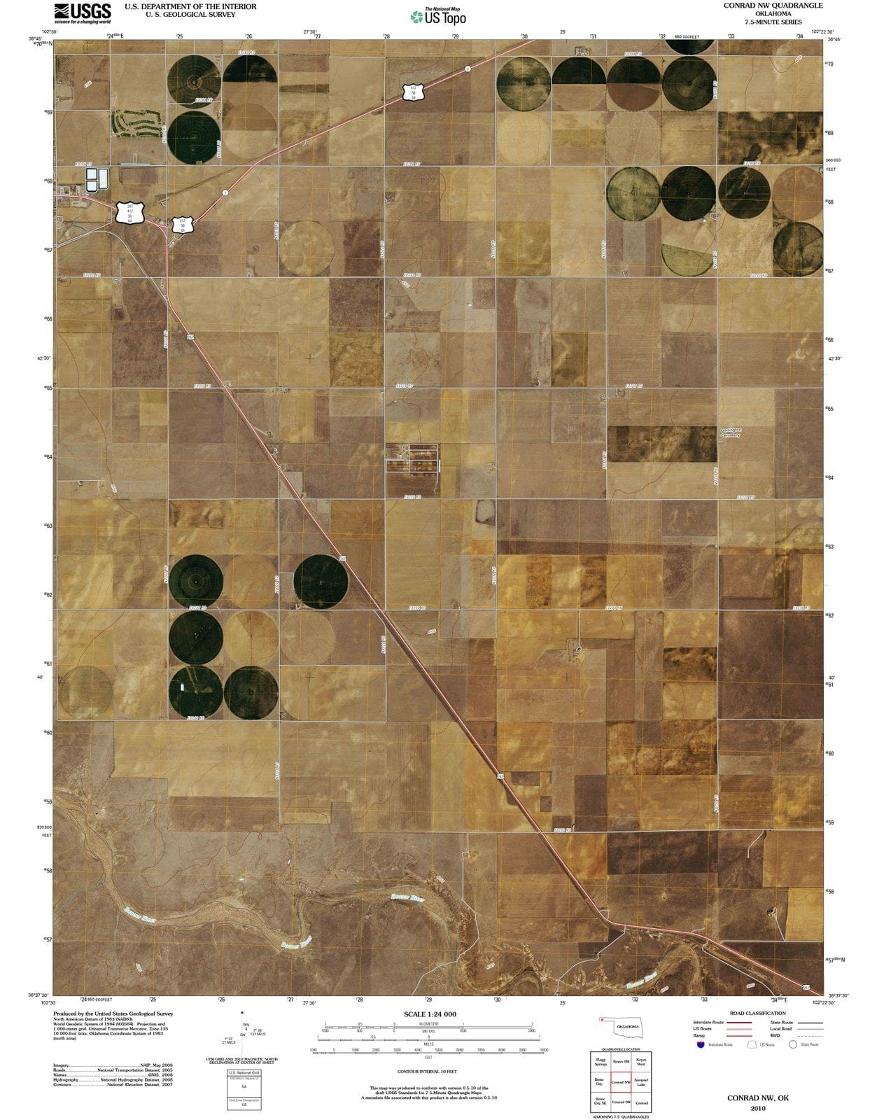 2010 Conrad, OK - Oklahoma - USGS Topographic Map