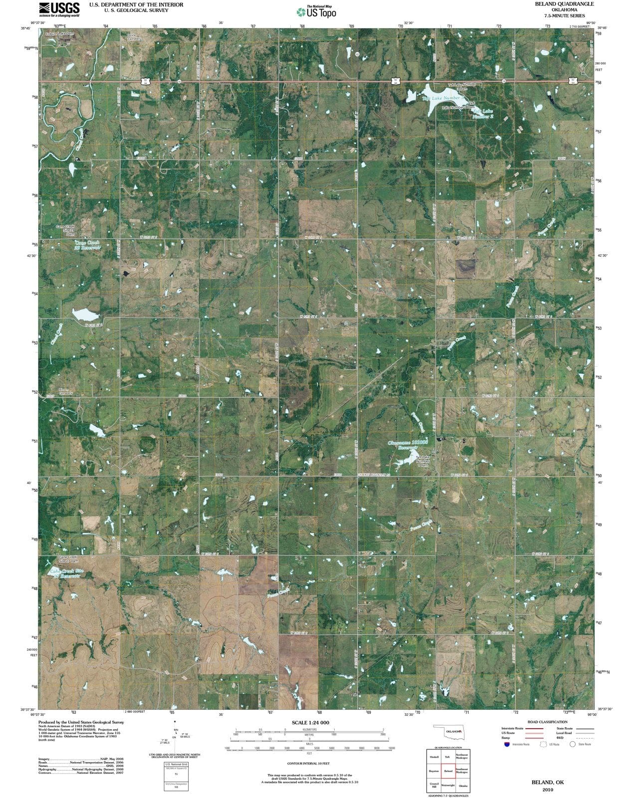 2010 Beland, OK - Oklahoma - USGS Topographic Map