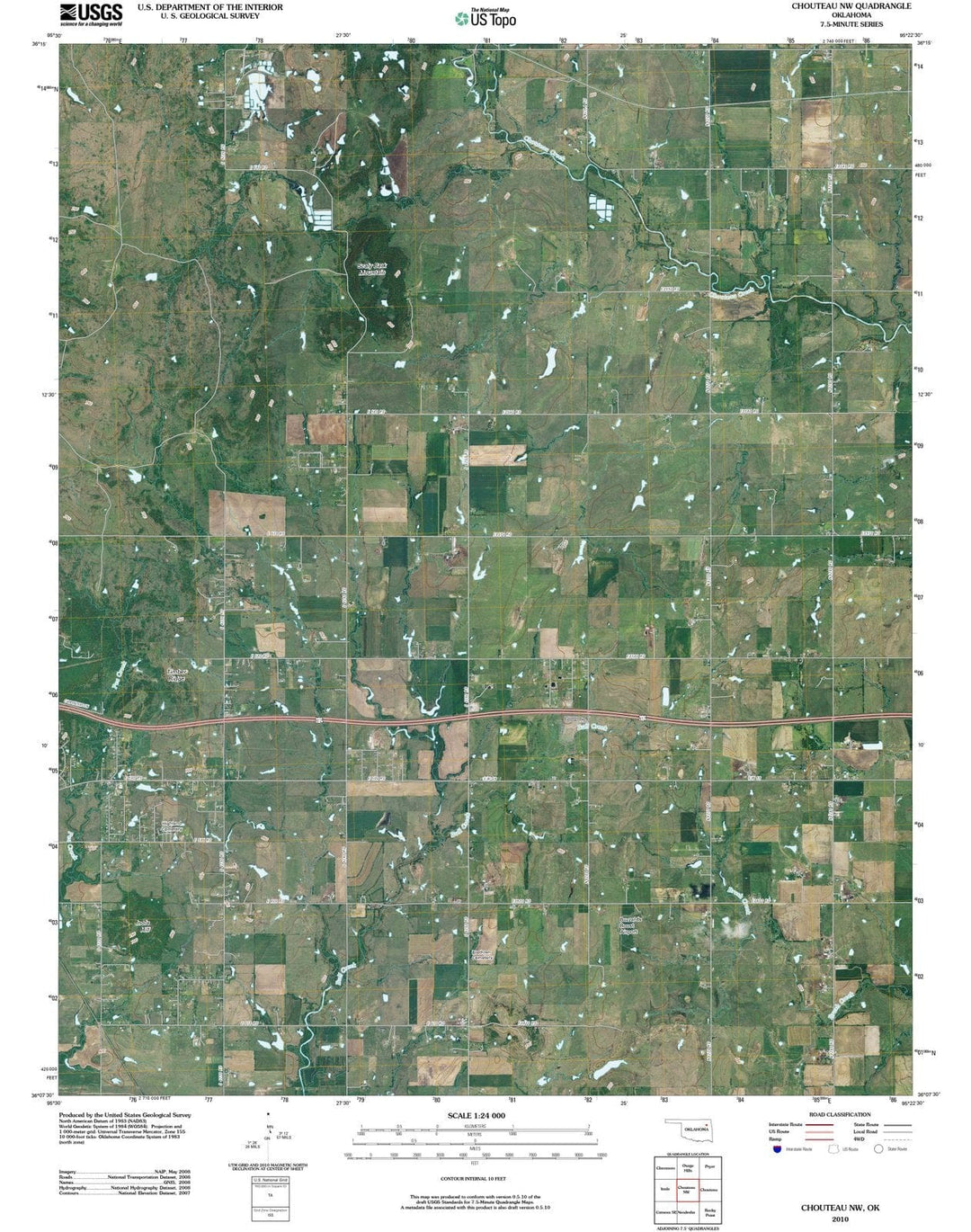 2010 Chouteau, OK - Oklahoma - USGS Topographic Map