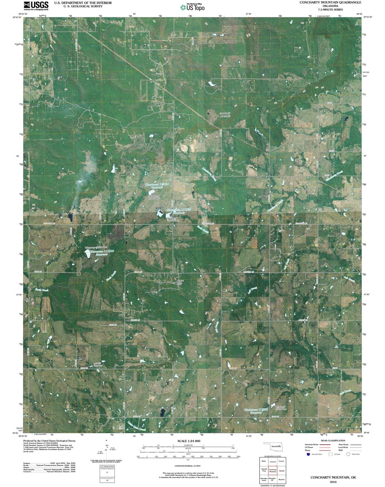 2010 Concharty Mountain, OK - Oklahoma - USGS Topographic Map