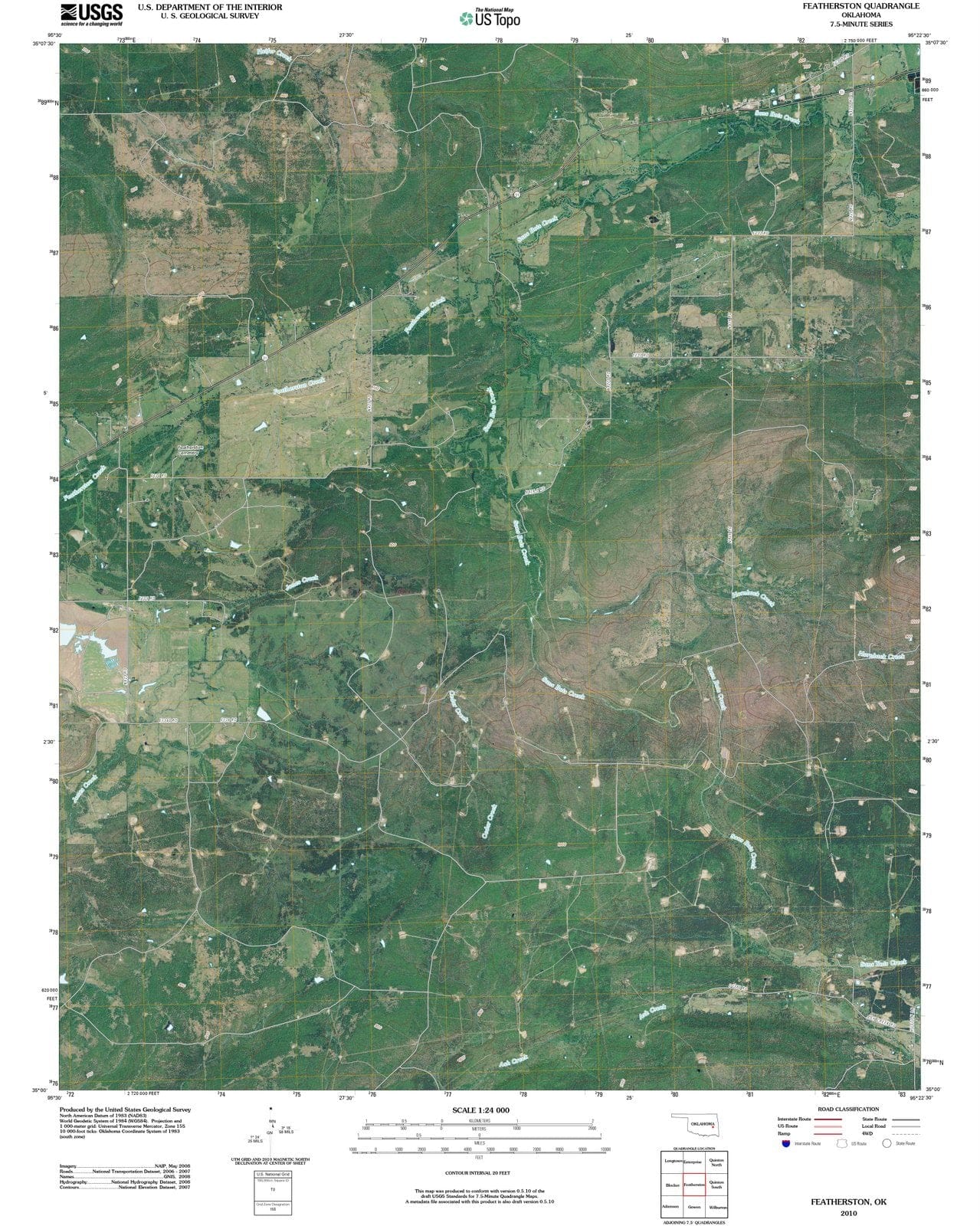 2010 Featherston, OK - Oklahoma - USGS Topographic Map