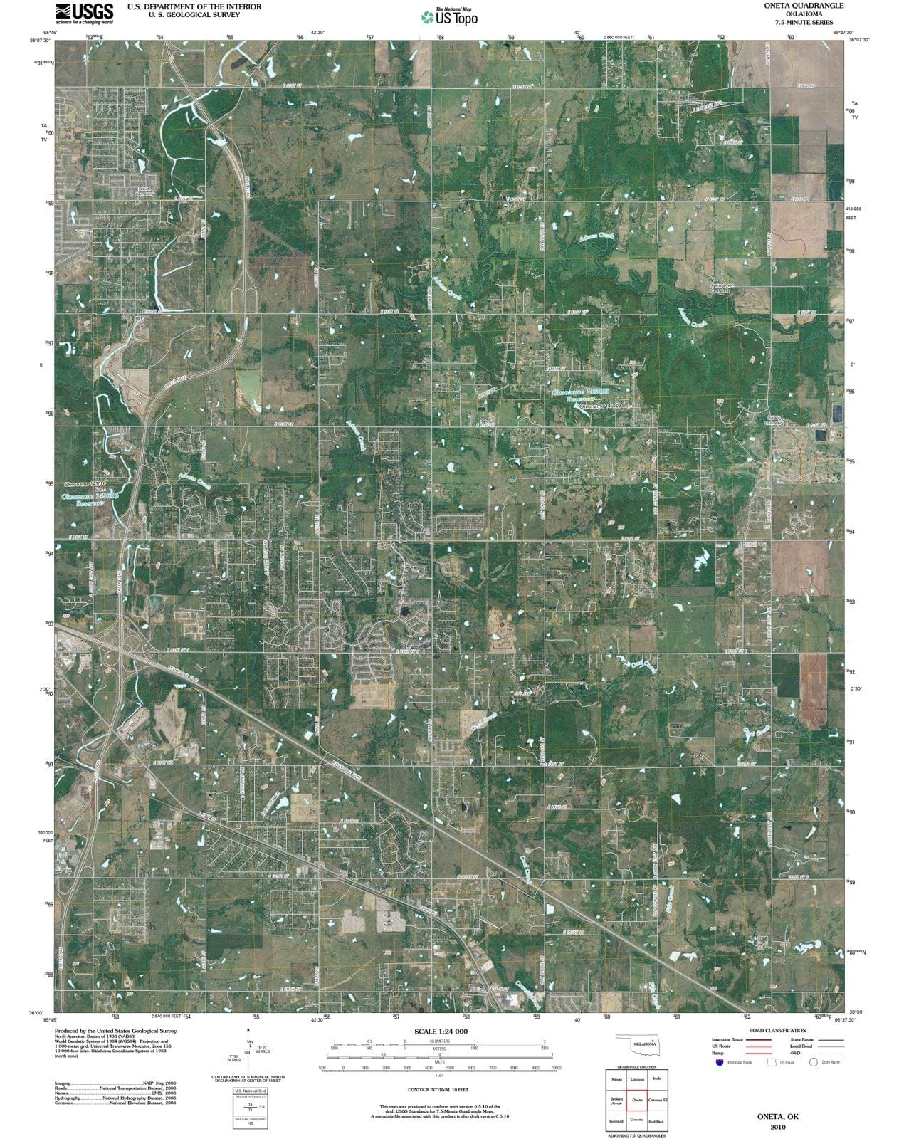 2010 Oneta, OK - Oklahoma - USGS Topographic Map
