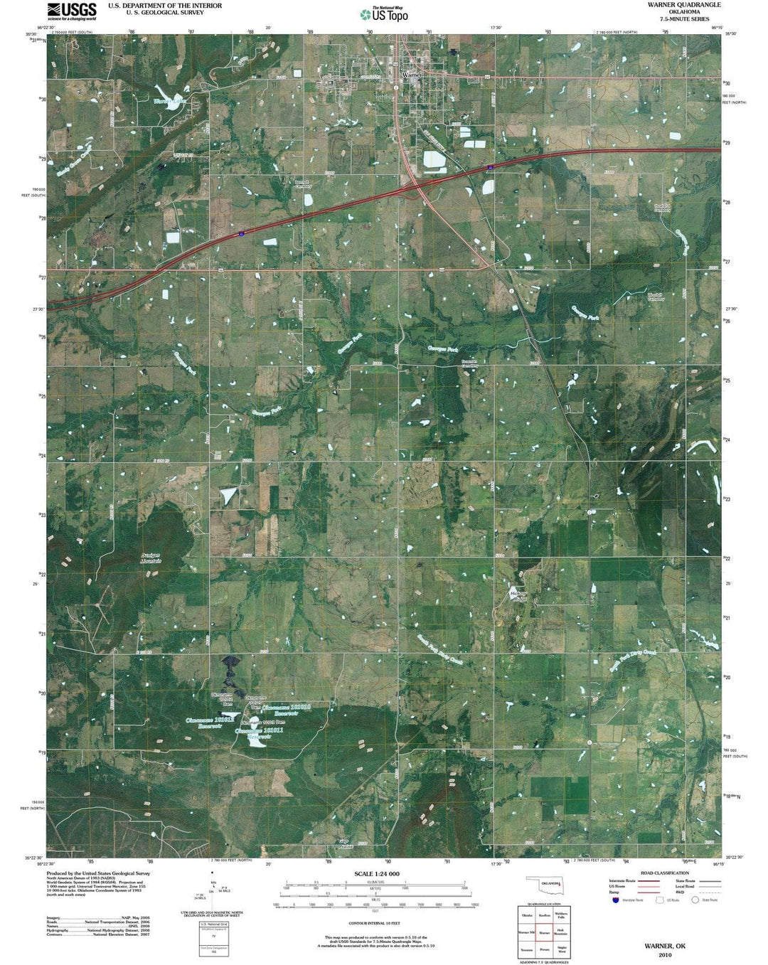 2010 Warner, OK - Oklahoma - USGS Topographic Map
