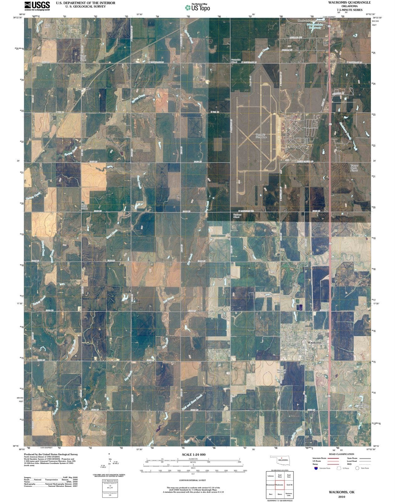 2010 Waukomis, OK - Oklahoma - USGS Topographic Map