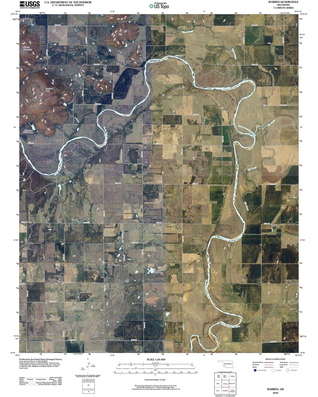 2010 Warren, OK - Oklahoma - USGS Topographic Map