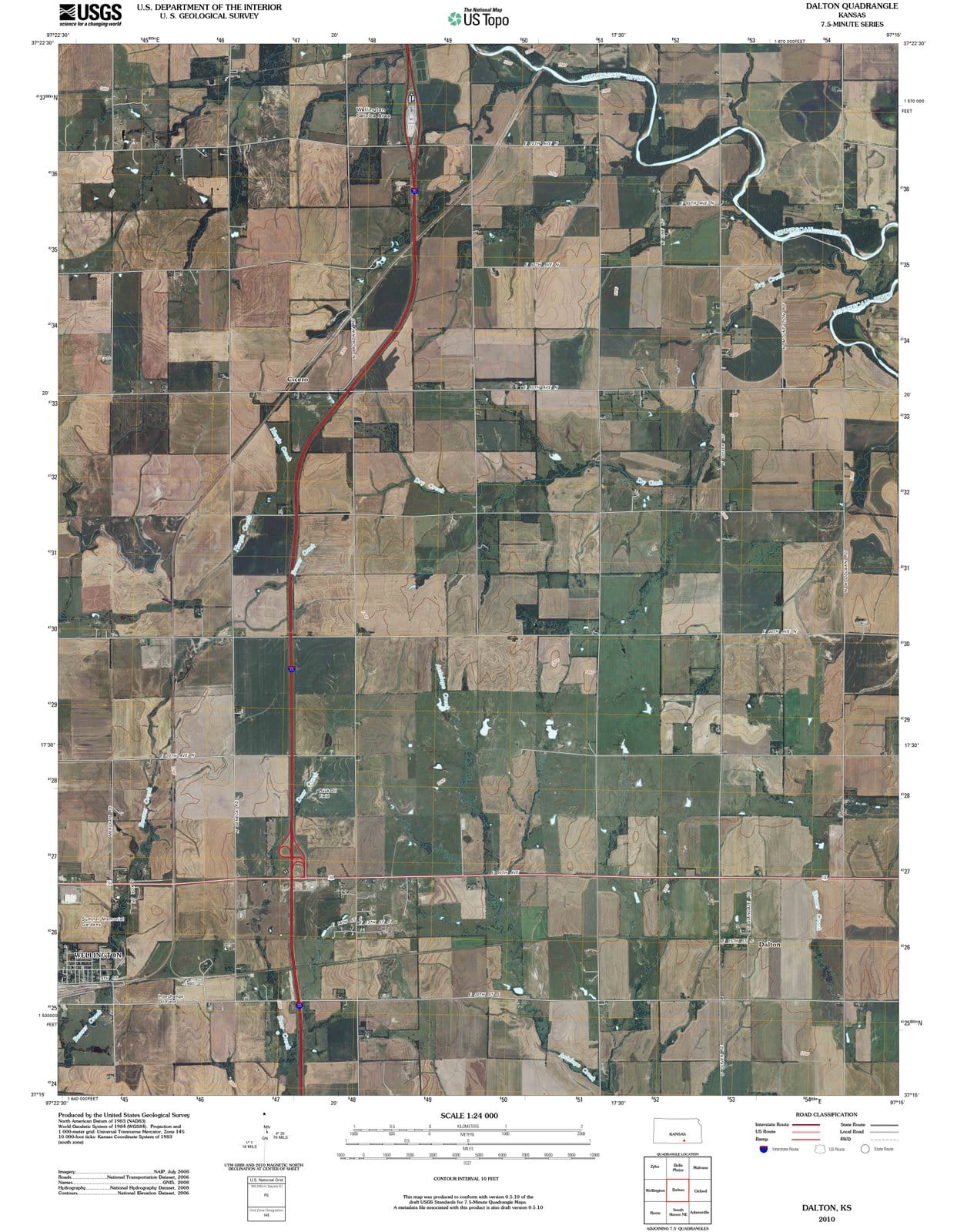 2010 Dalton, KS - Kansas - USGS Topographic Map
