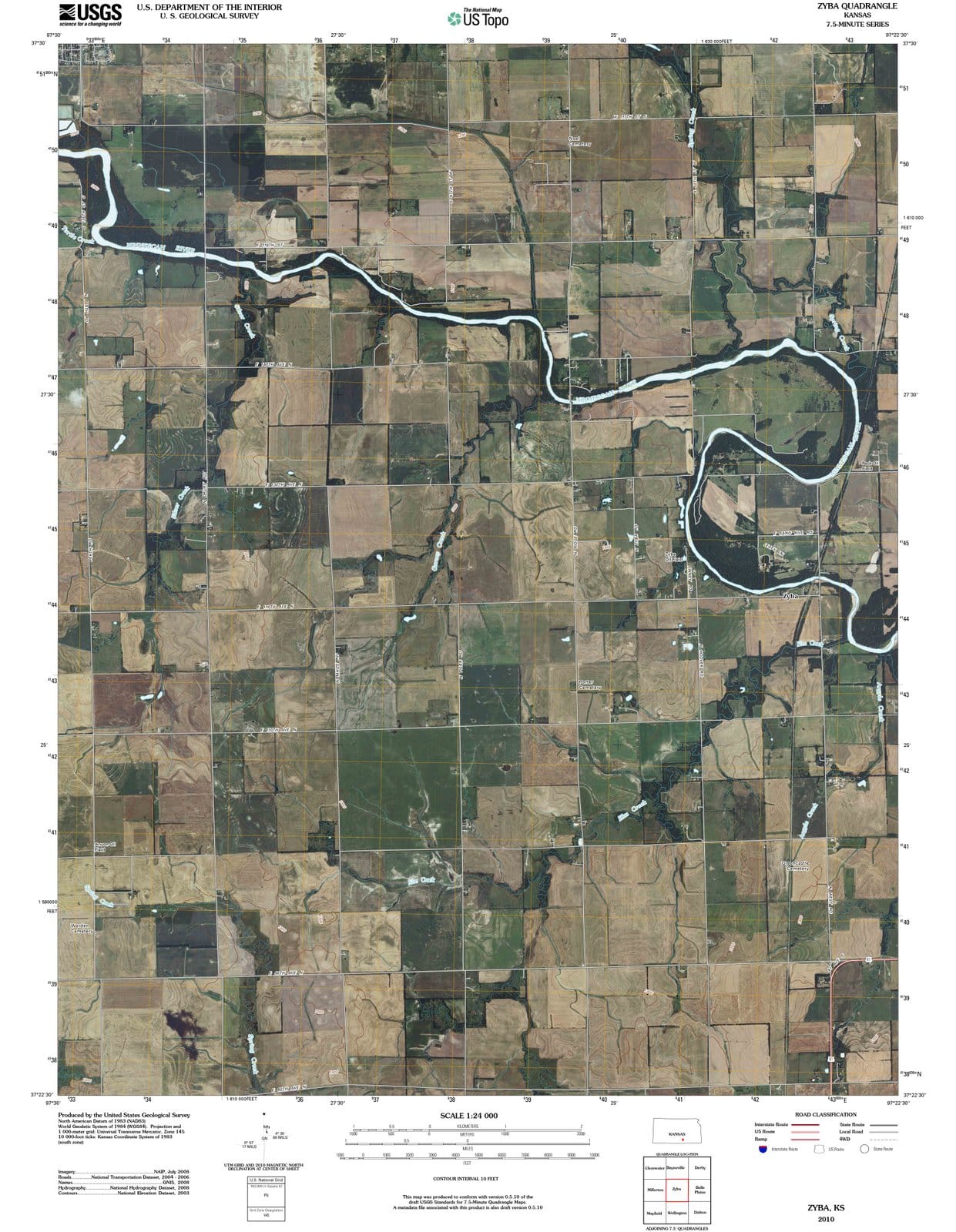 2010 Zyba, KS - Kansas - USGS Topographic Map