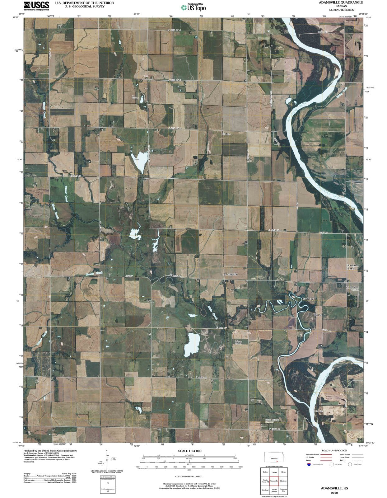 2010 Adamsville, KS - Kansas - USGS Topographic Map