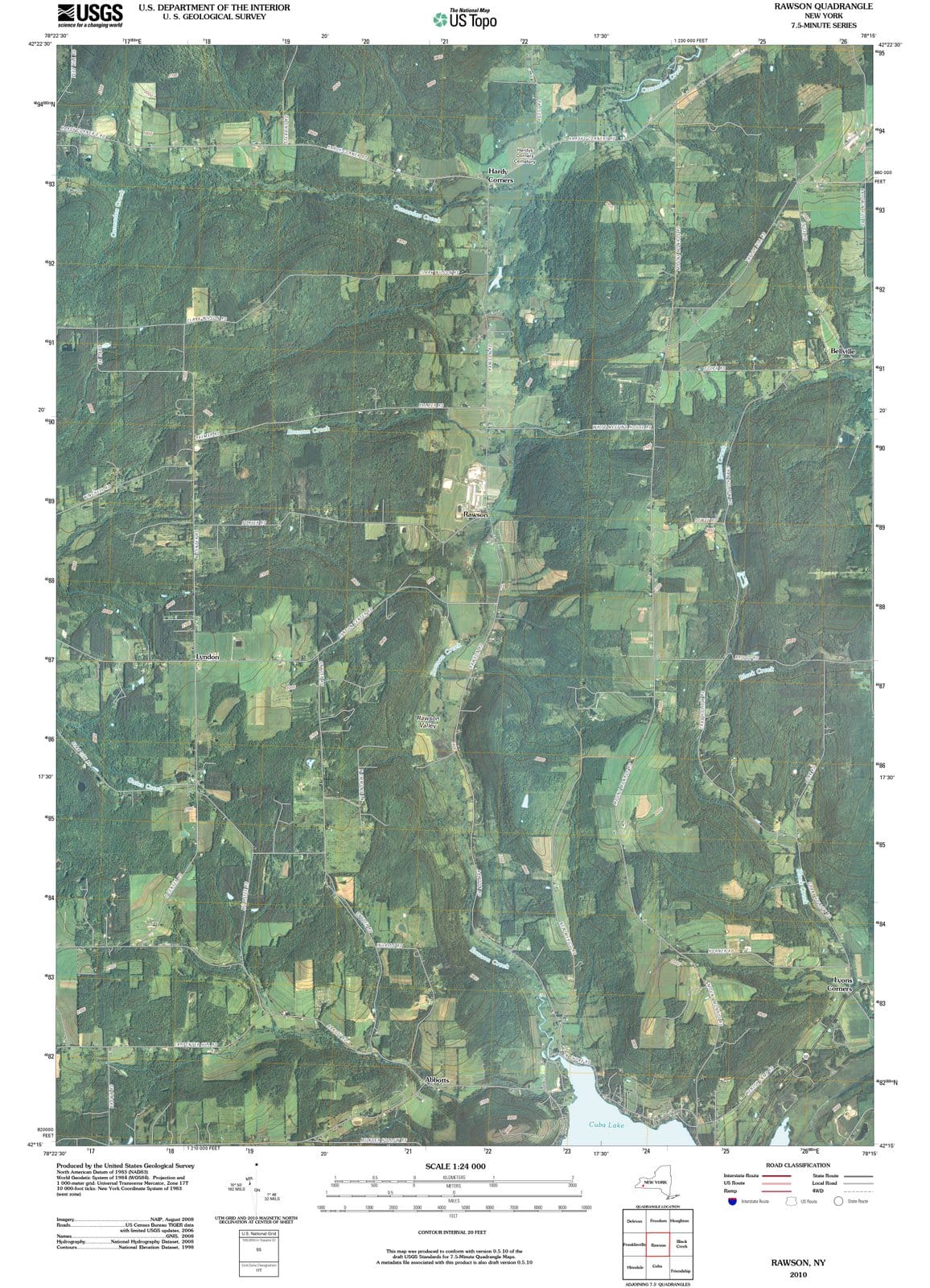 2010 Rawson, NY - New York - USGS Topographic Map