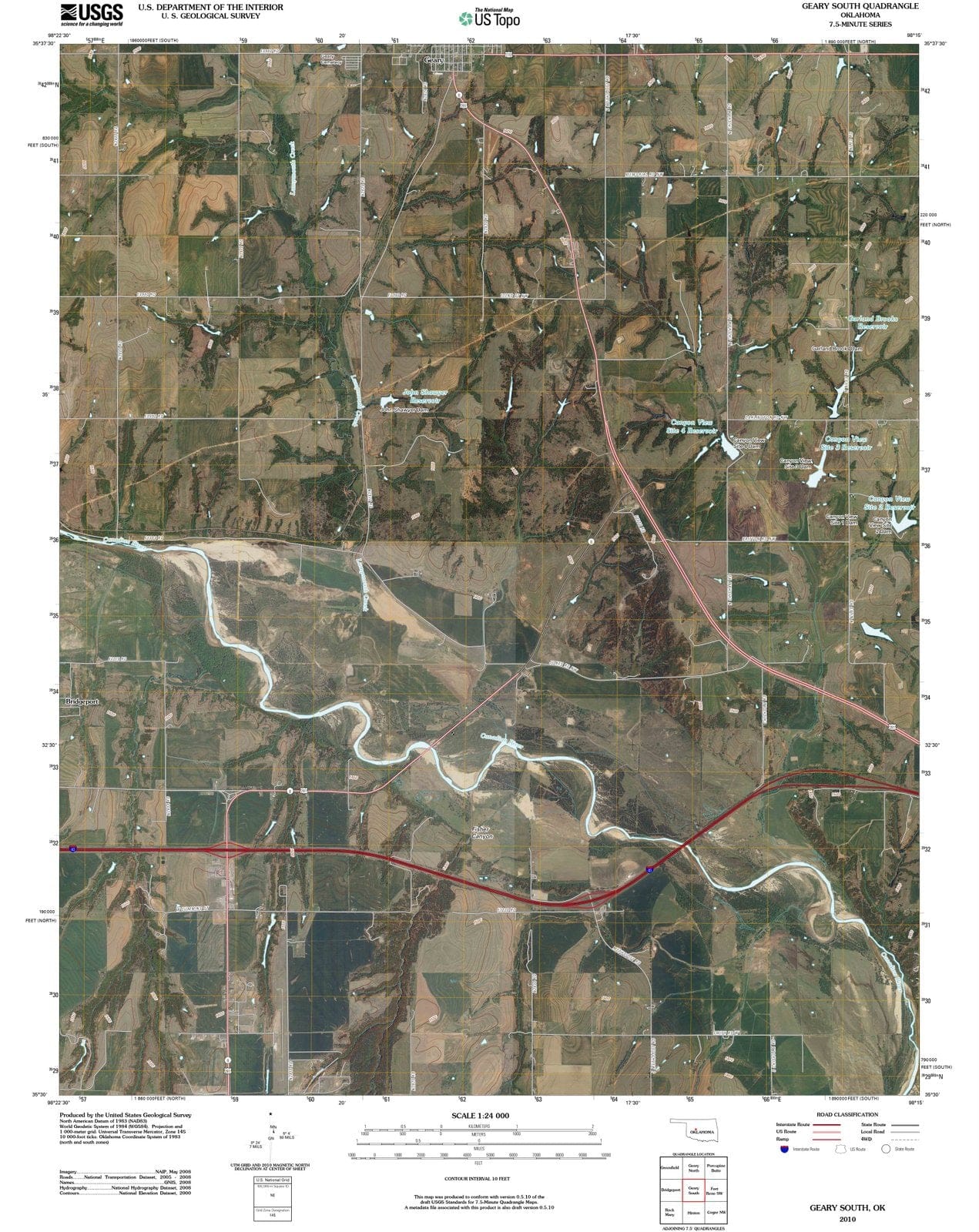2010 Geary South, OK - Oklahoma - USGS Topographic Map