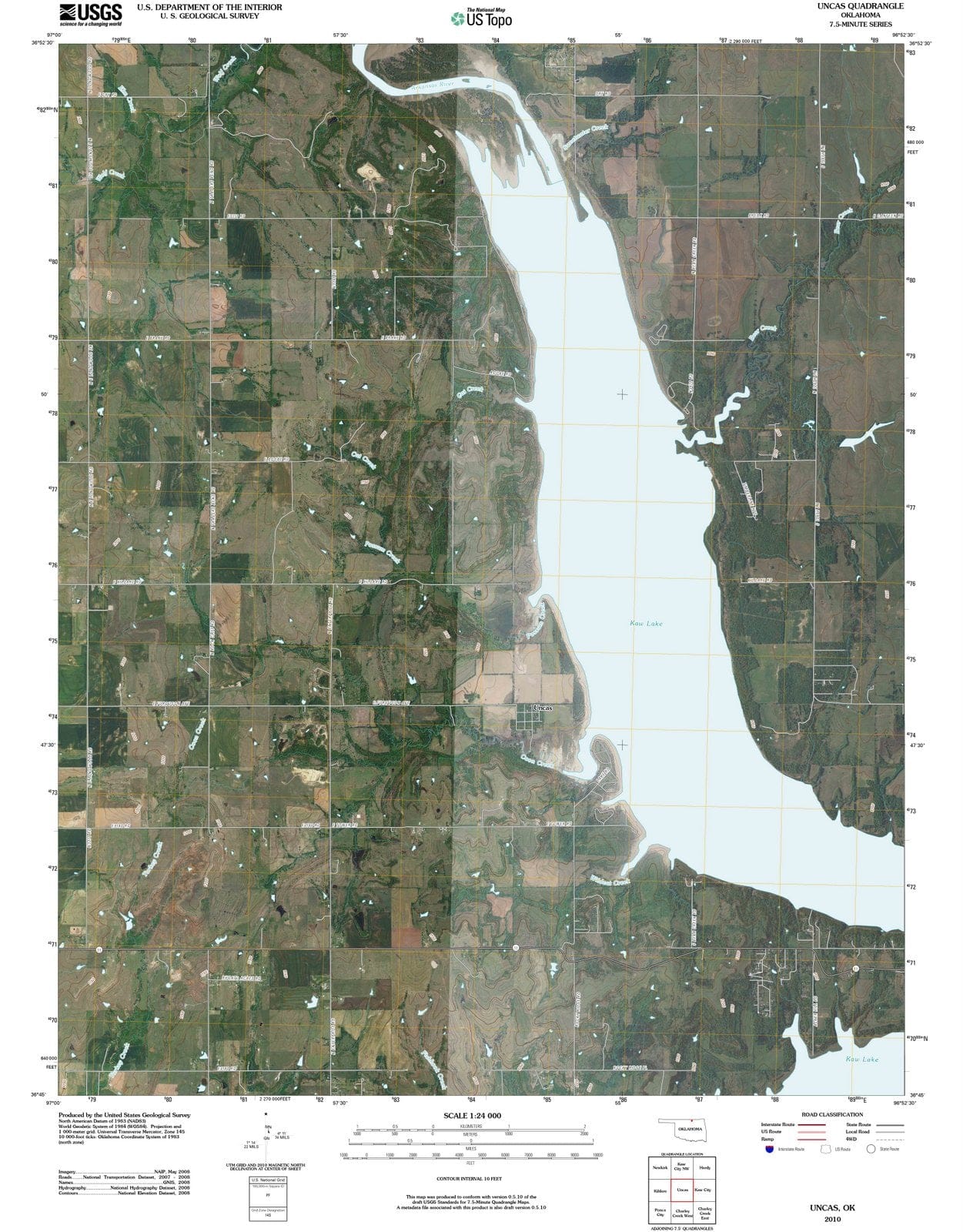 2010 Uncas, OK - Oklahoma - USGS Topographic Map