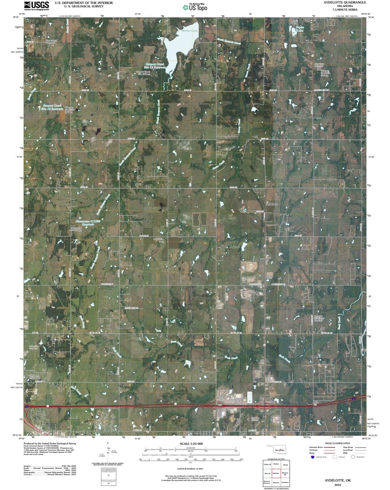 2010 Aydelotte, OK - Oklahoma - USGS Topographic Map