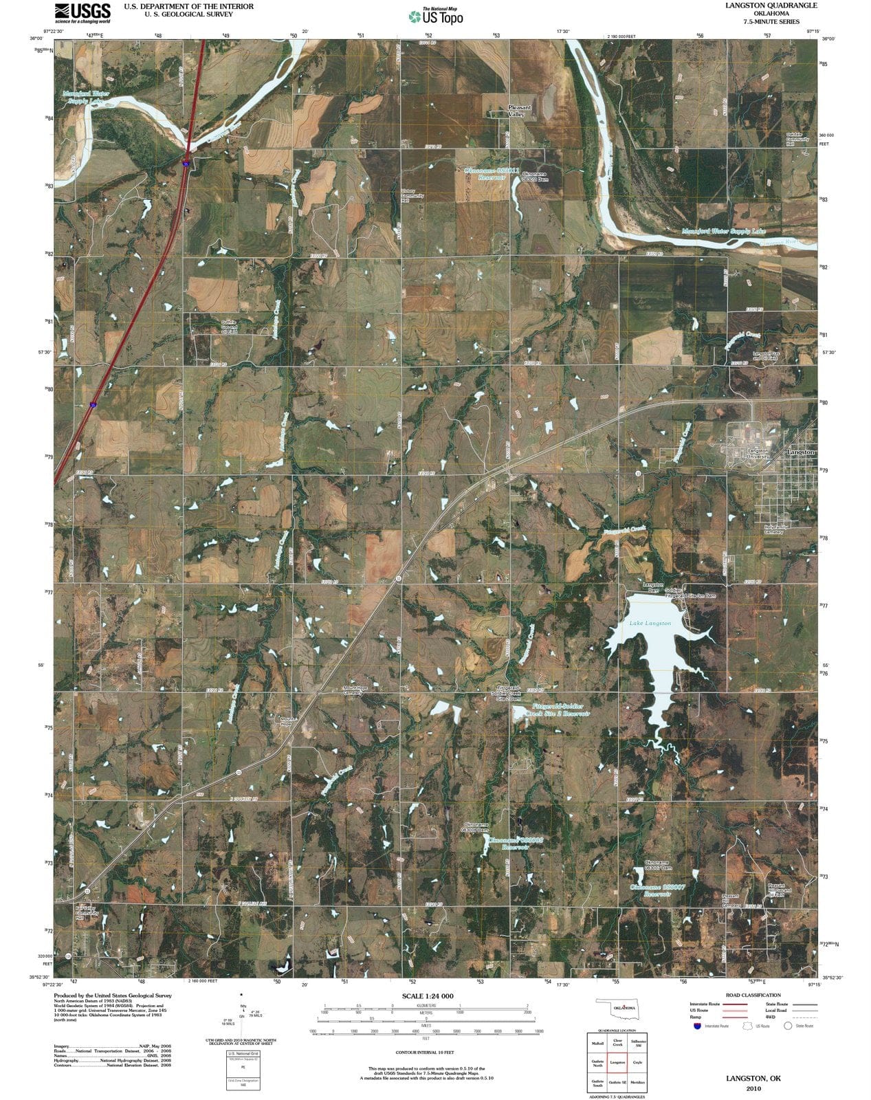 2010 Langston, OK - Oklahoma - USGS Topographic Map