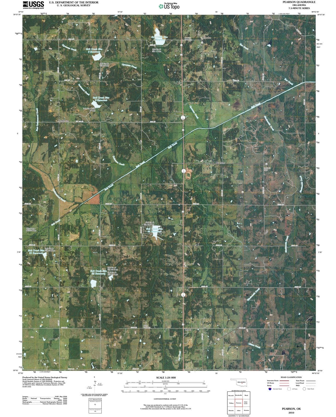 2010 Pearson, OK - Oklahoma - USGS Topographic Map