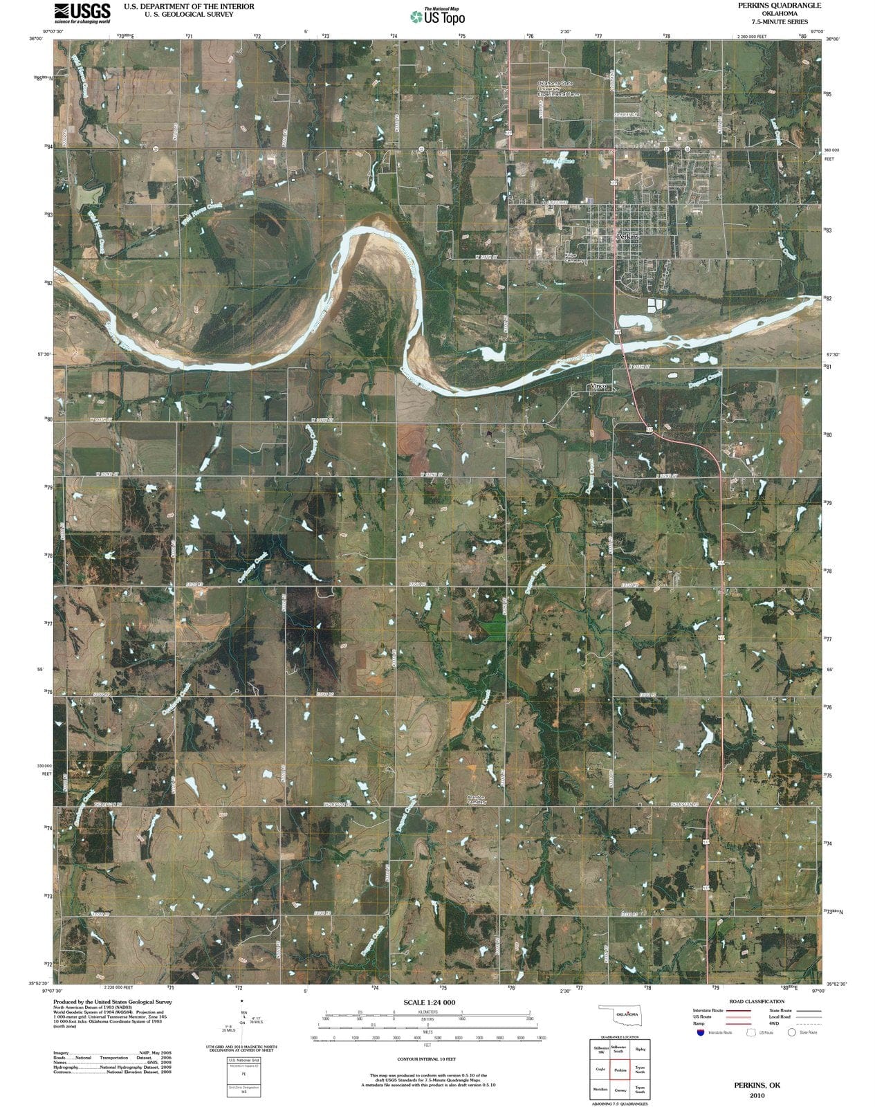 2010 Perkins, OK - Oklahoma - USGS Topographic Map