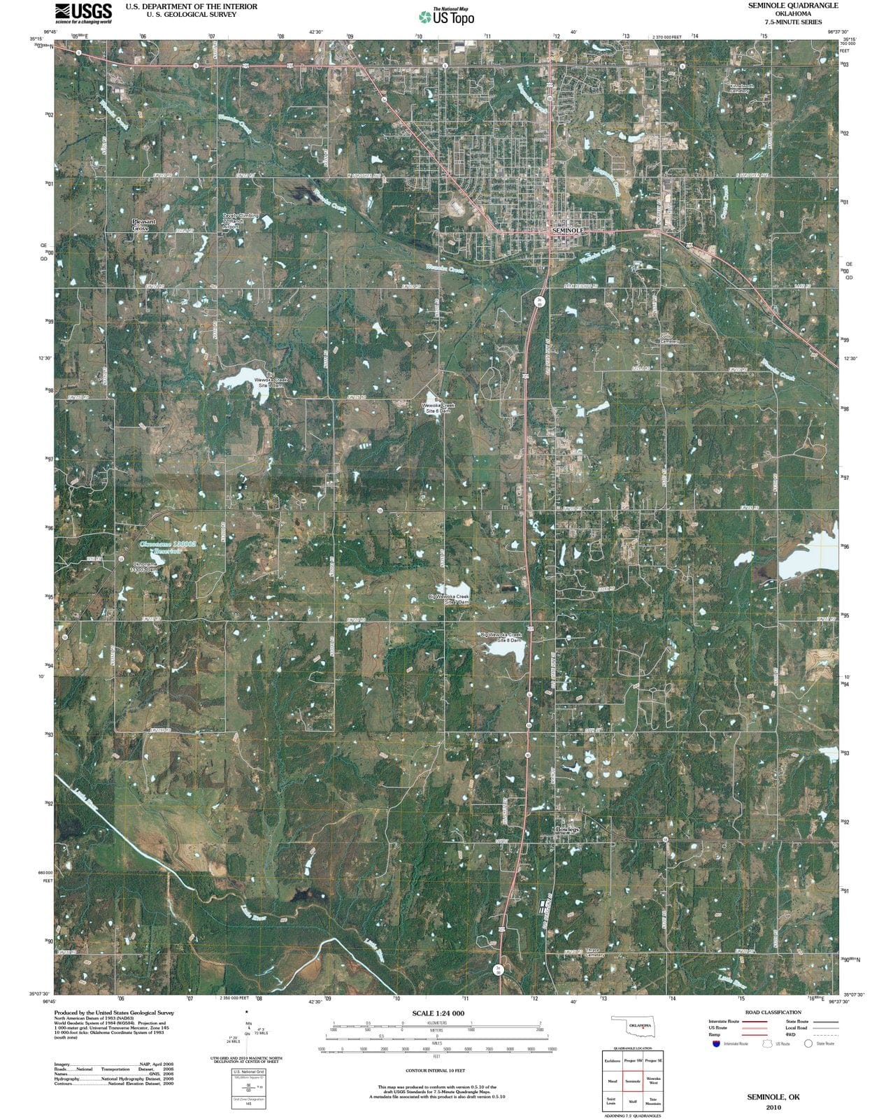2010 Seminole, OK - Oklahoma - USGS Topographic Map