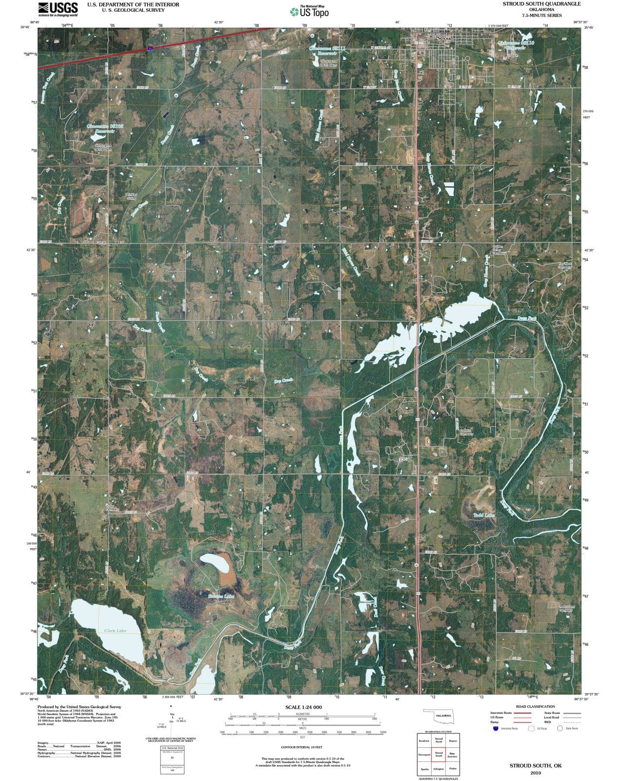 2010 Stroud South, OK - Oklahoma - USGS Topographic Map
