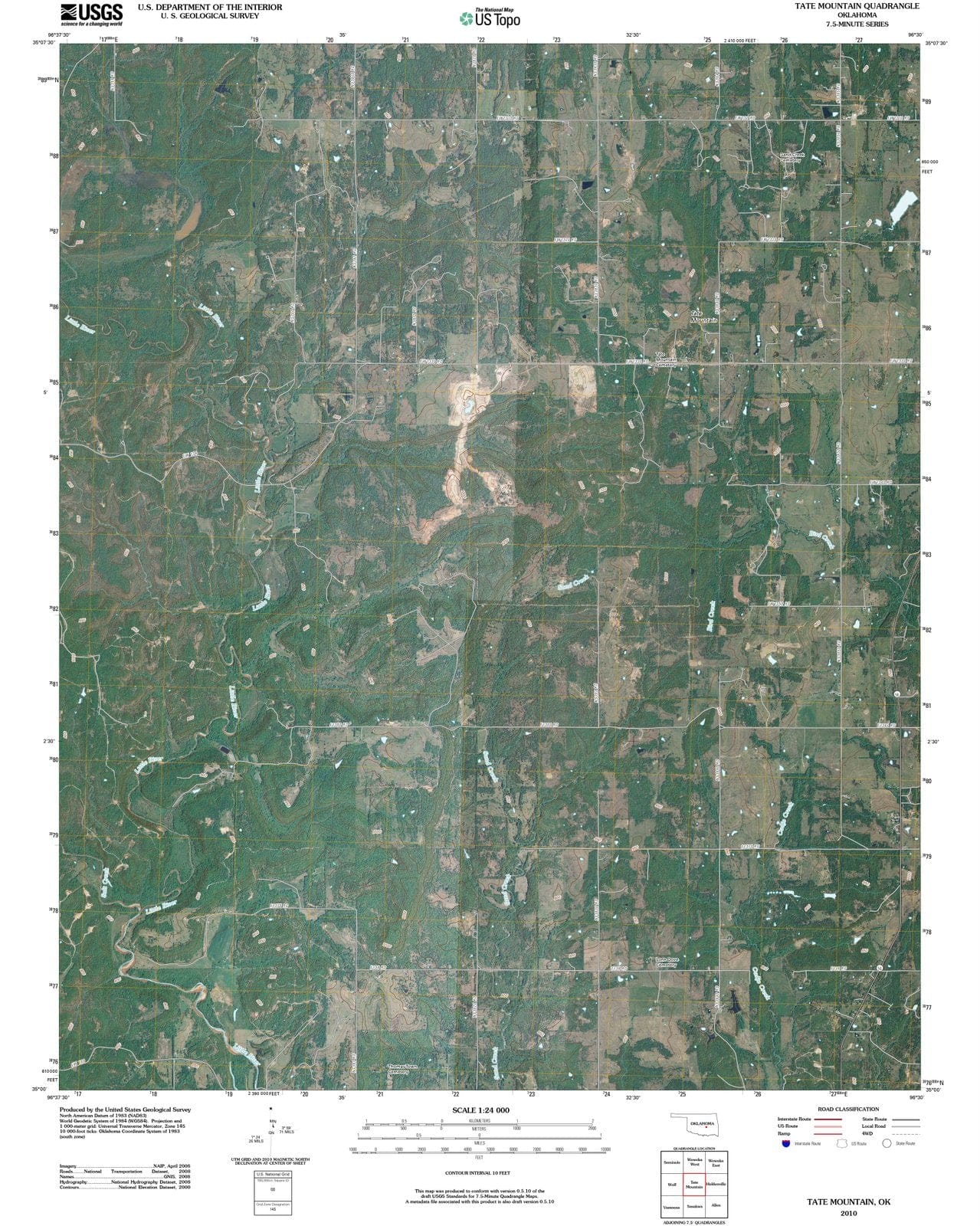 2010 Tate Mountain, OK - Oklahoma - USGS Topographic Map