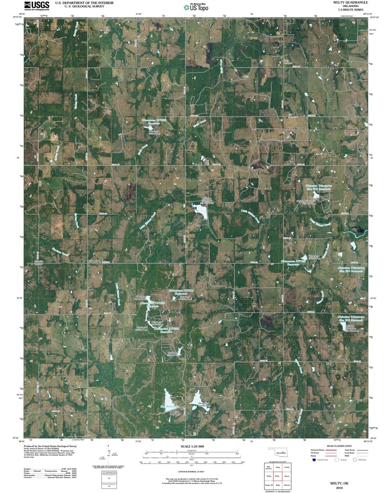 2010 Welty, OK - Oklahoma - USGS Topographic Map
