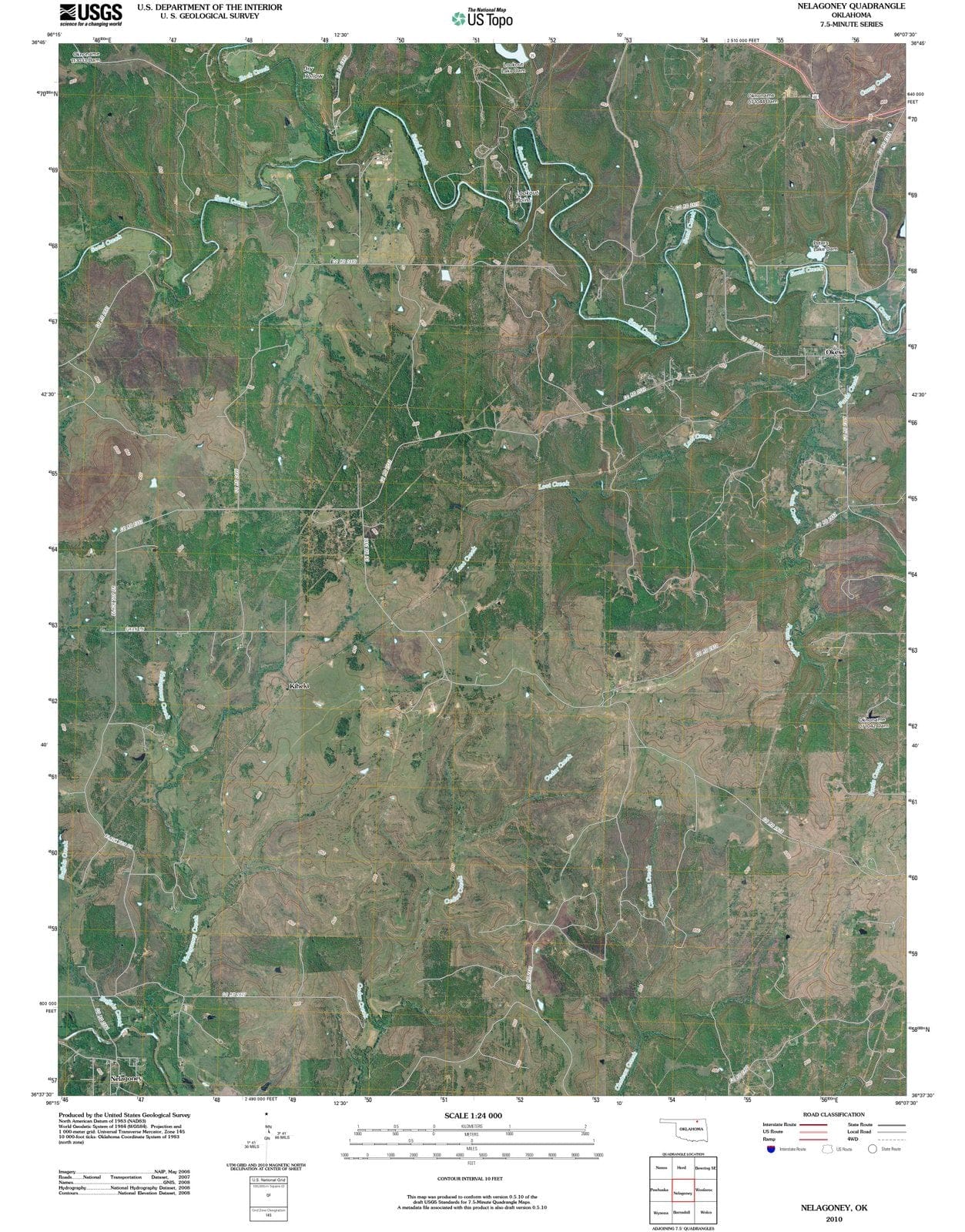 2010 Nelagoney, OK - Oklahoma - USGS Topographic Map
