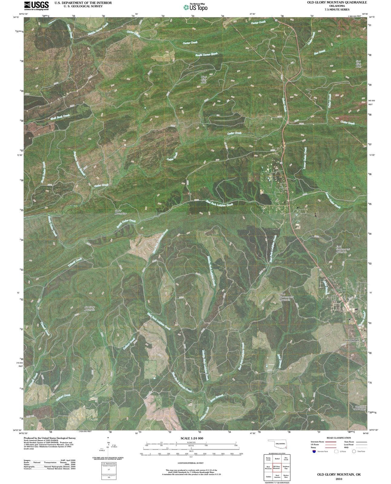 2010 Old Glory Mountain, OK - Oklahoma - USGS Topographic Map
