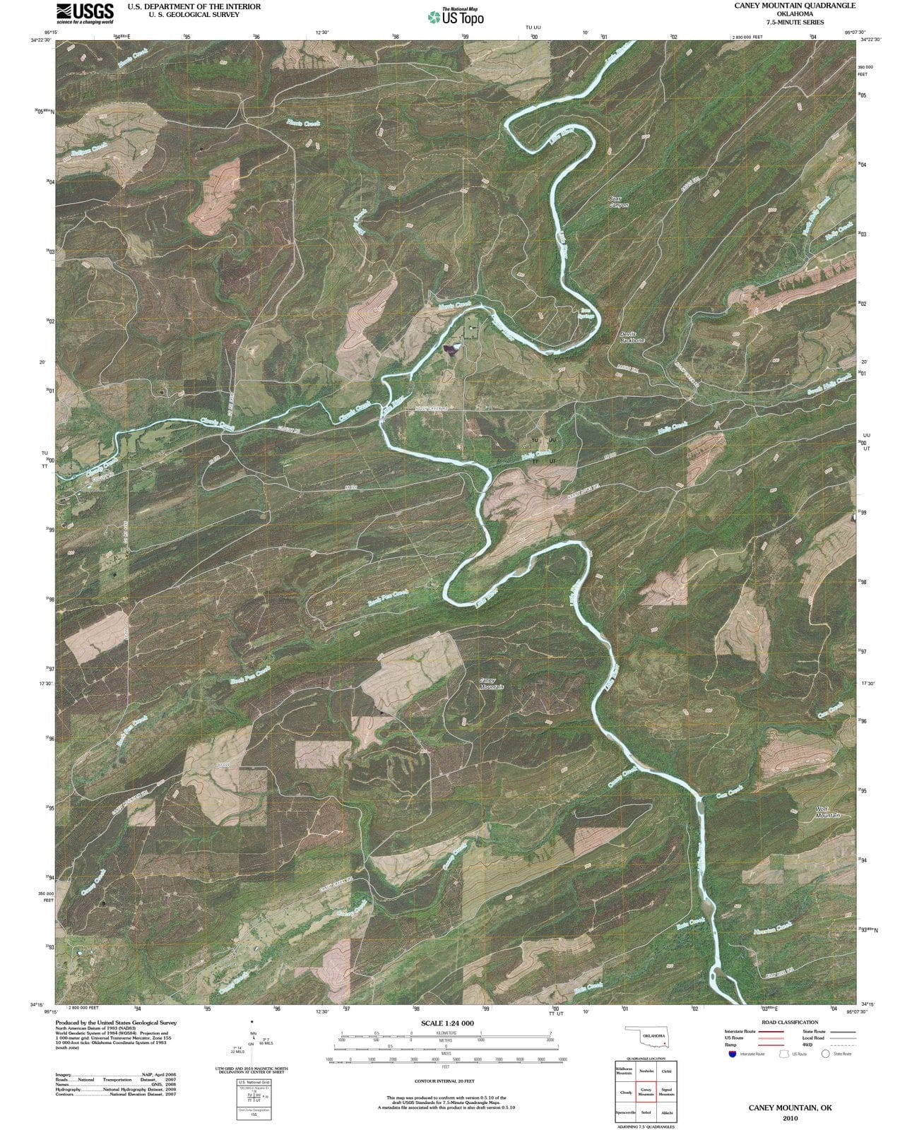 2010 Caney Mountain, OK - Oklahoma - USGS Topographic Map