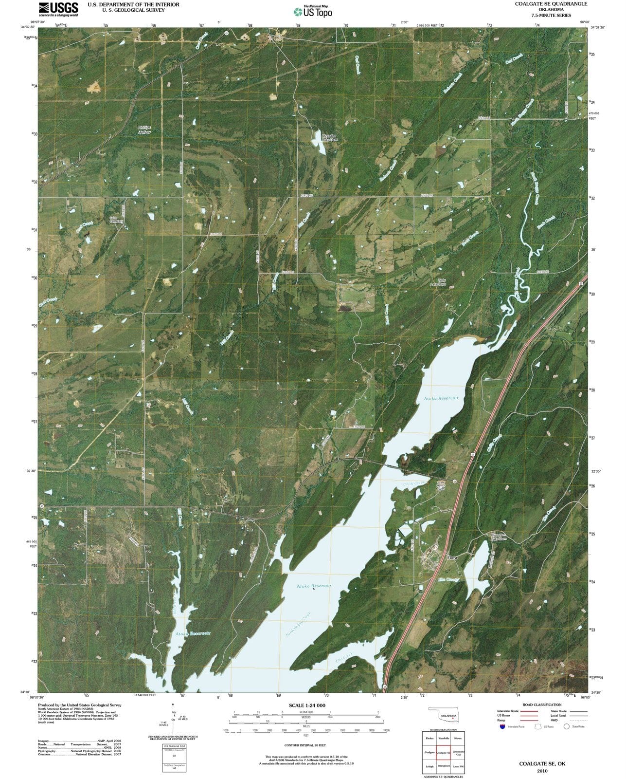 2010 Coalgate, OK - Oklahoma - USGS Topographic Map