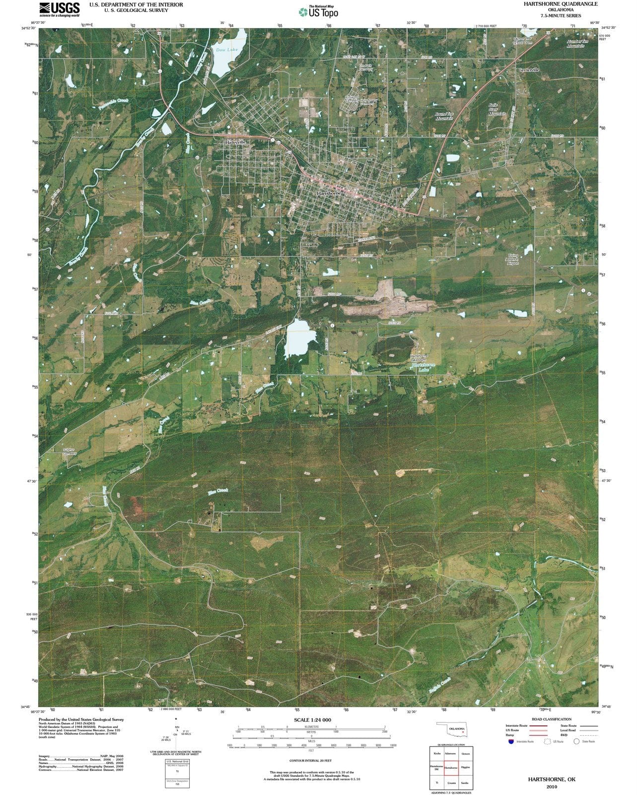 2010 Hartshorne, OK - Oklahoma - USGS Topographic Map