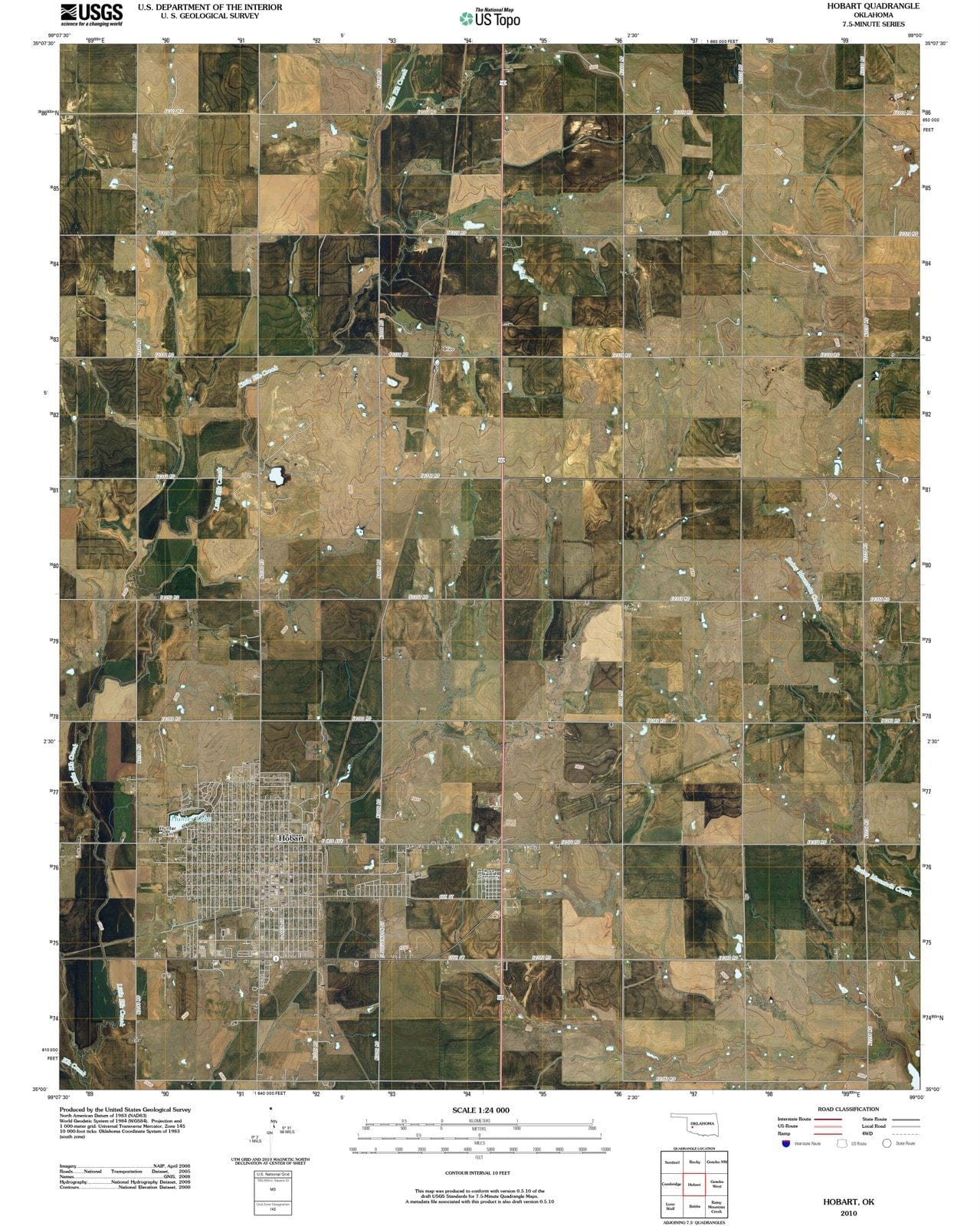 2010 Hobart, OK - Oklahoma - USGS Topographic Map