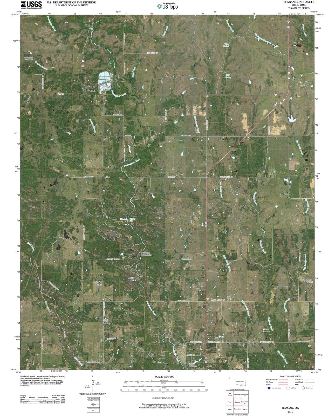 2010 Reagan, OK - Oklahoma - USGS Topographic Map