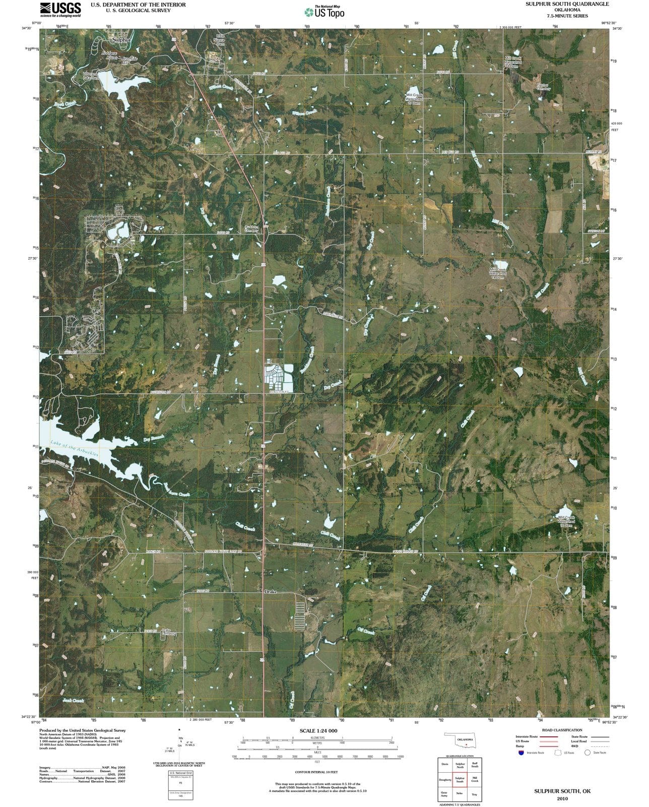 2010 Sulphur South, OK - Oklahoma - USGS Topographic Map