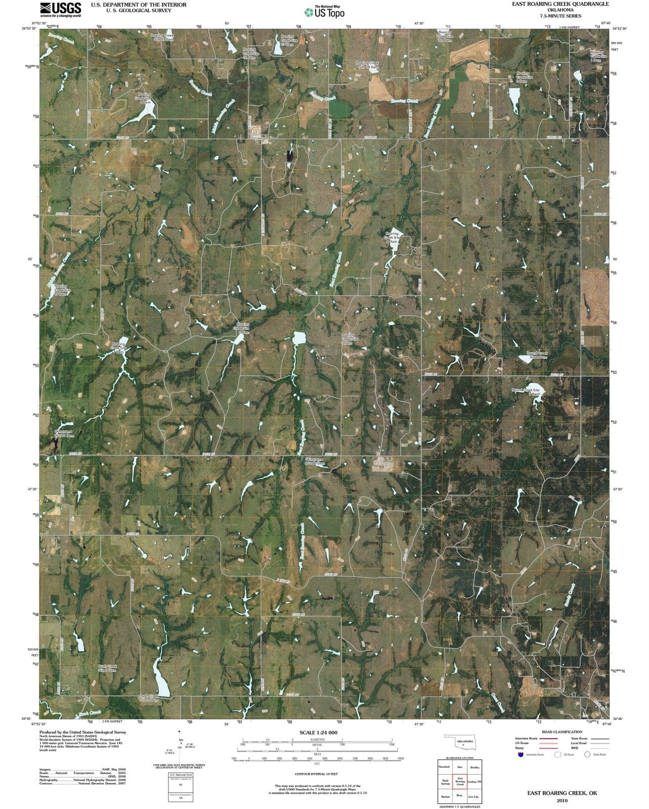 2010 East Roaring Creek, OK - Oklahoma - USGS Topographic Map