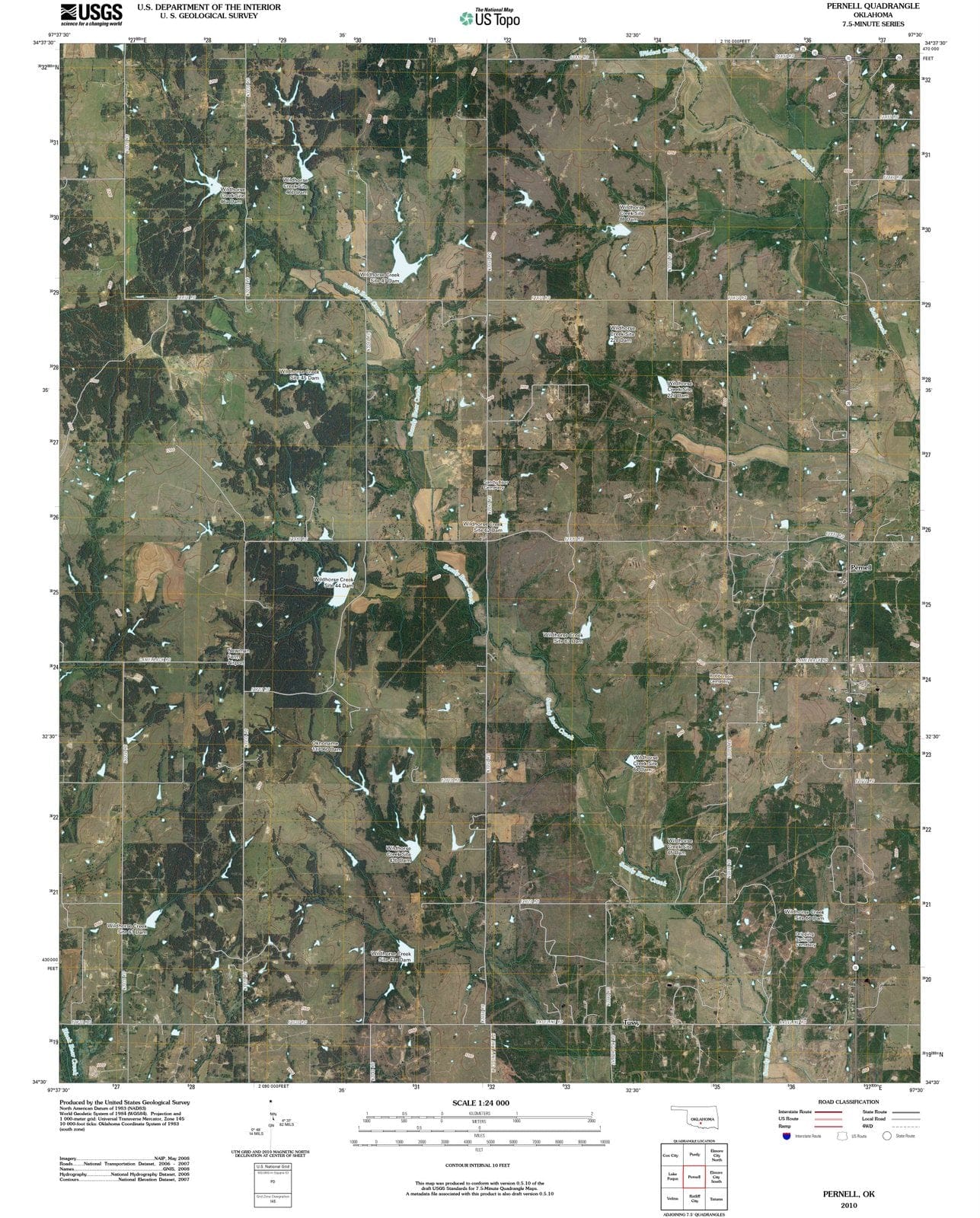 2010 Pernell, OK - Oklahoma - USGS Topographic Map