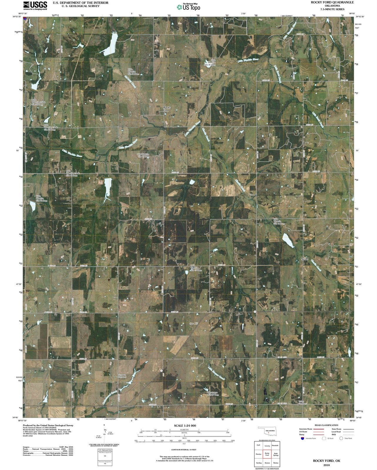 2010 Rocky Ford, OK - Oklahoma - USGS Topographic Map